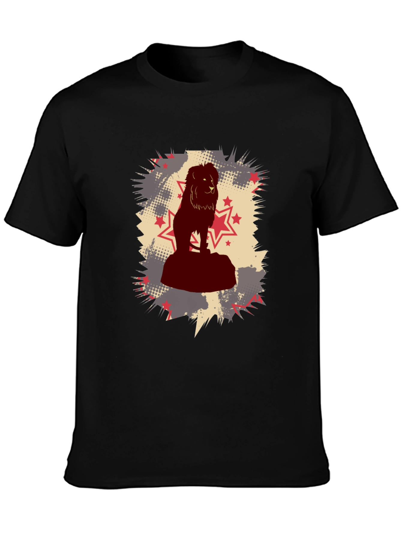 Black Lion Star Graphic Black T-Shirt view 3