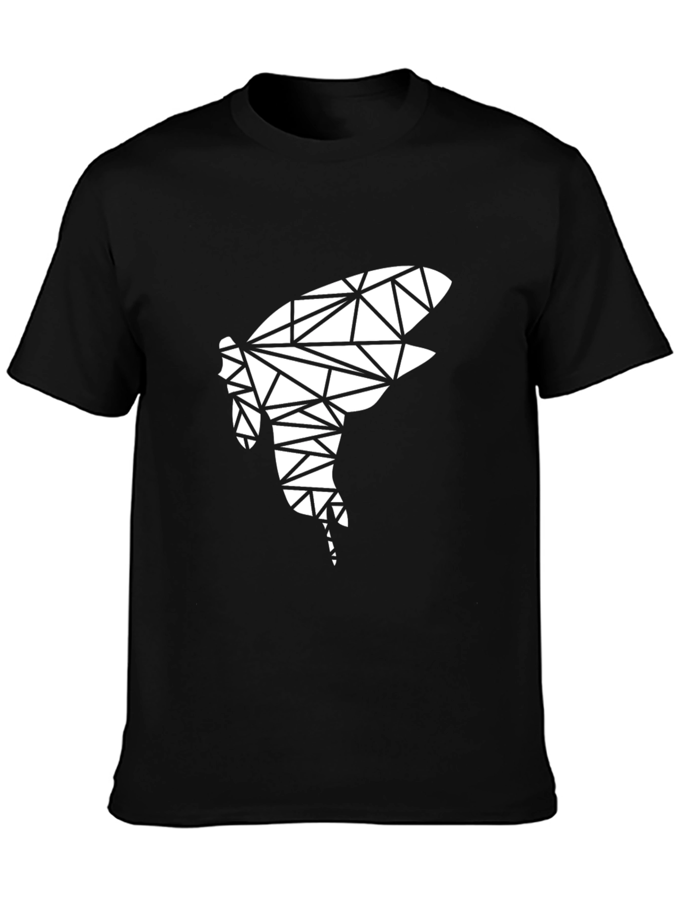 Black Geometric Shark Tee - Modern Black T-Shirt view 3