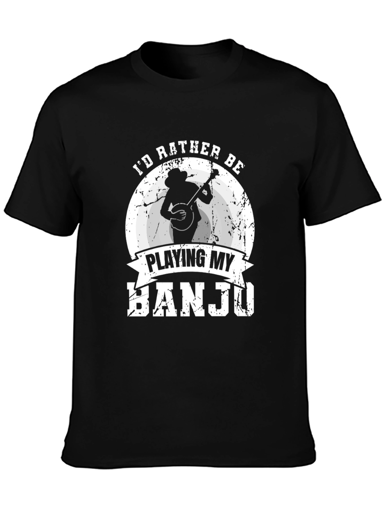 Black I'd Rather Be Playing My Banjo T-Shirt view 3