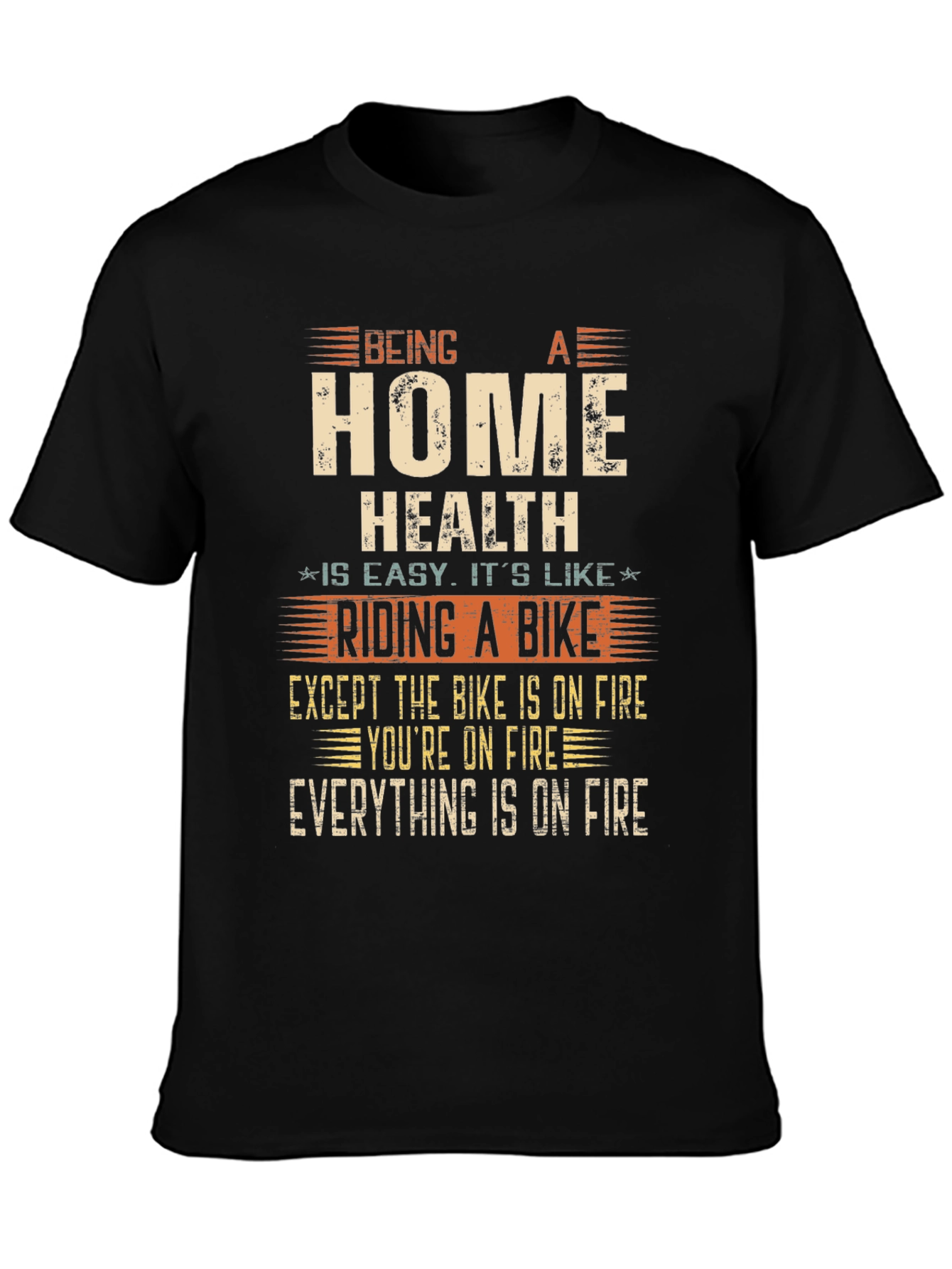 Black Home Health Riding a Bike T-Shirt view 3