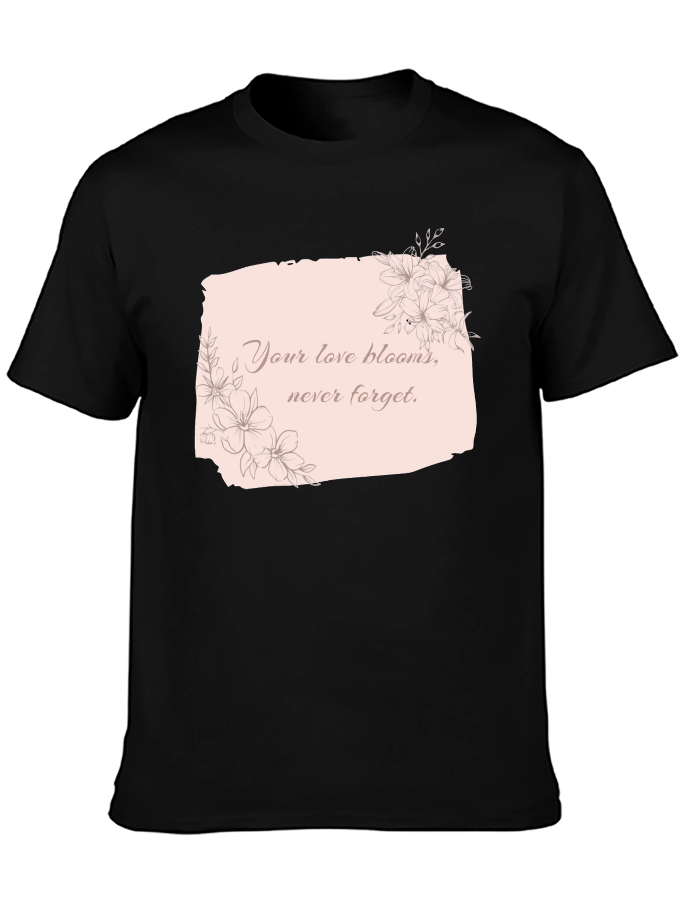 Black Floral Love Blooms T-Shirt view 3