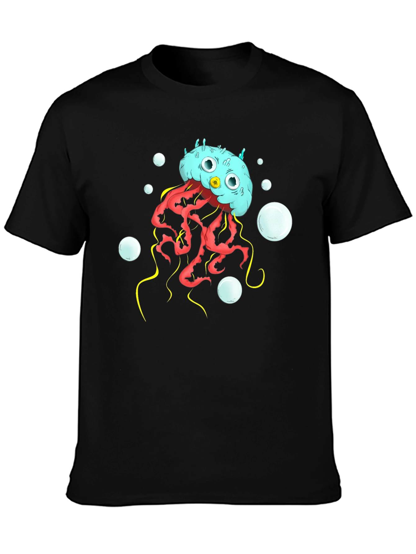 Black Cartoon Jellyfish Graphic T-Shirt view 3