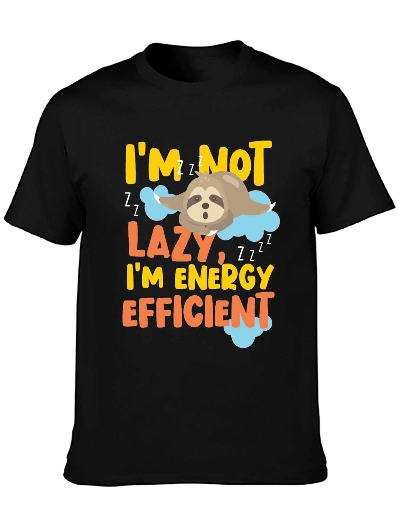 Black I'm Not Lazy Sloth Graphic Tee view 3