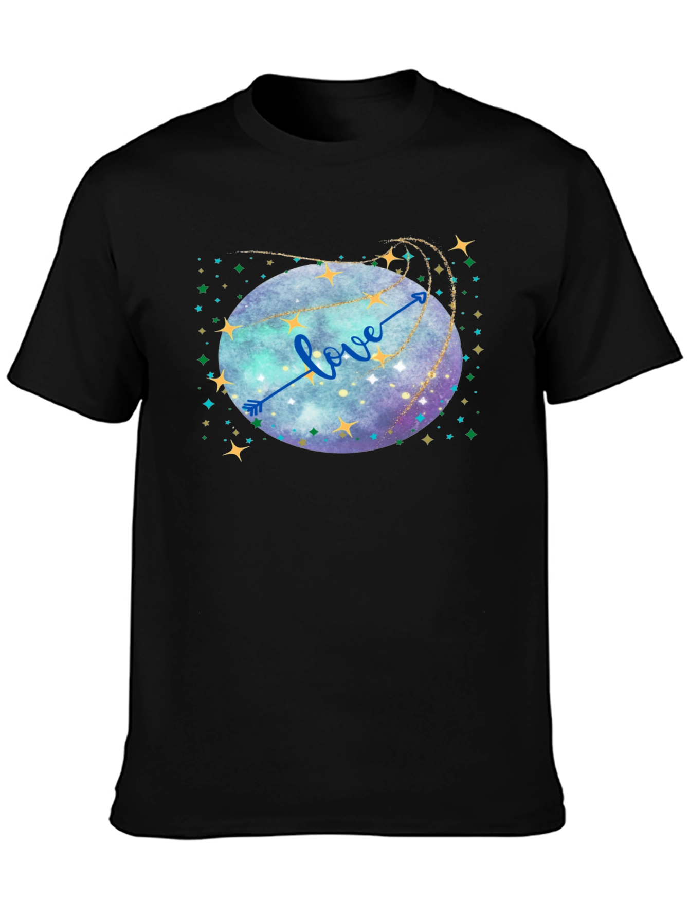 Black Love Arrow Galaxy T-Shirt view 3