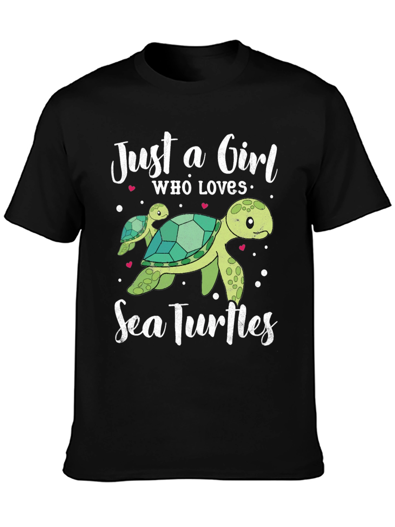 Black Just A Girl Who Loves Sea Turtles T-Shirt view 3