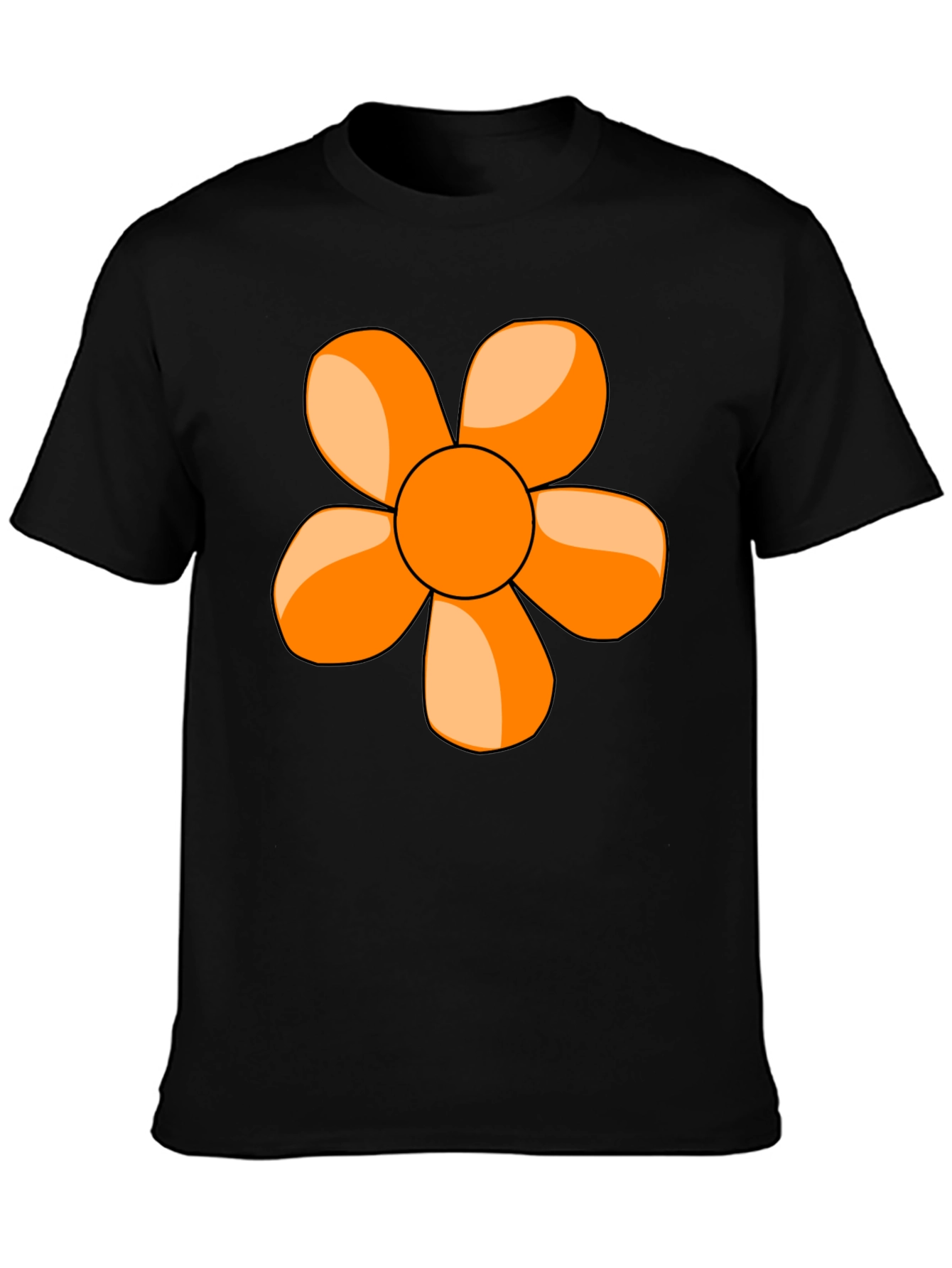 Black Retro Flower Graphic Tee - Black Cotton Blend T-Shirt view 3