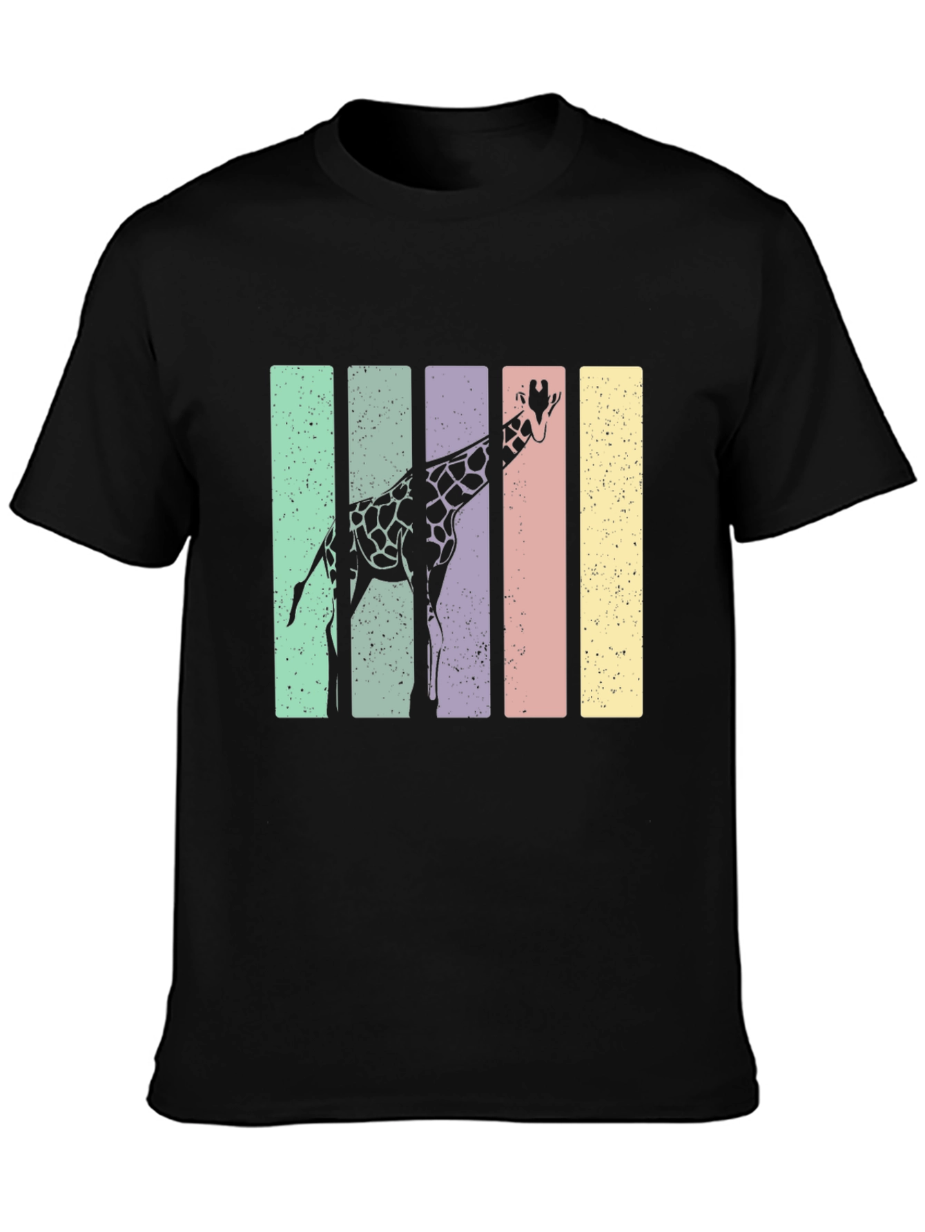 Black Giraffe Retro Stripes Graphic Tee view 3