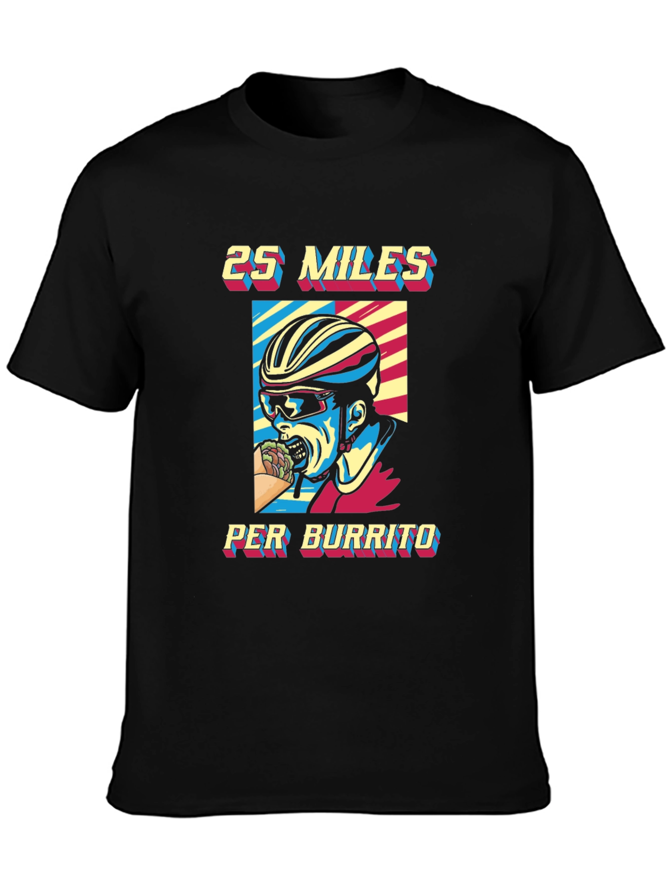 Black 25 Miles Per Burrito Graphic T-Shirt view 3