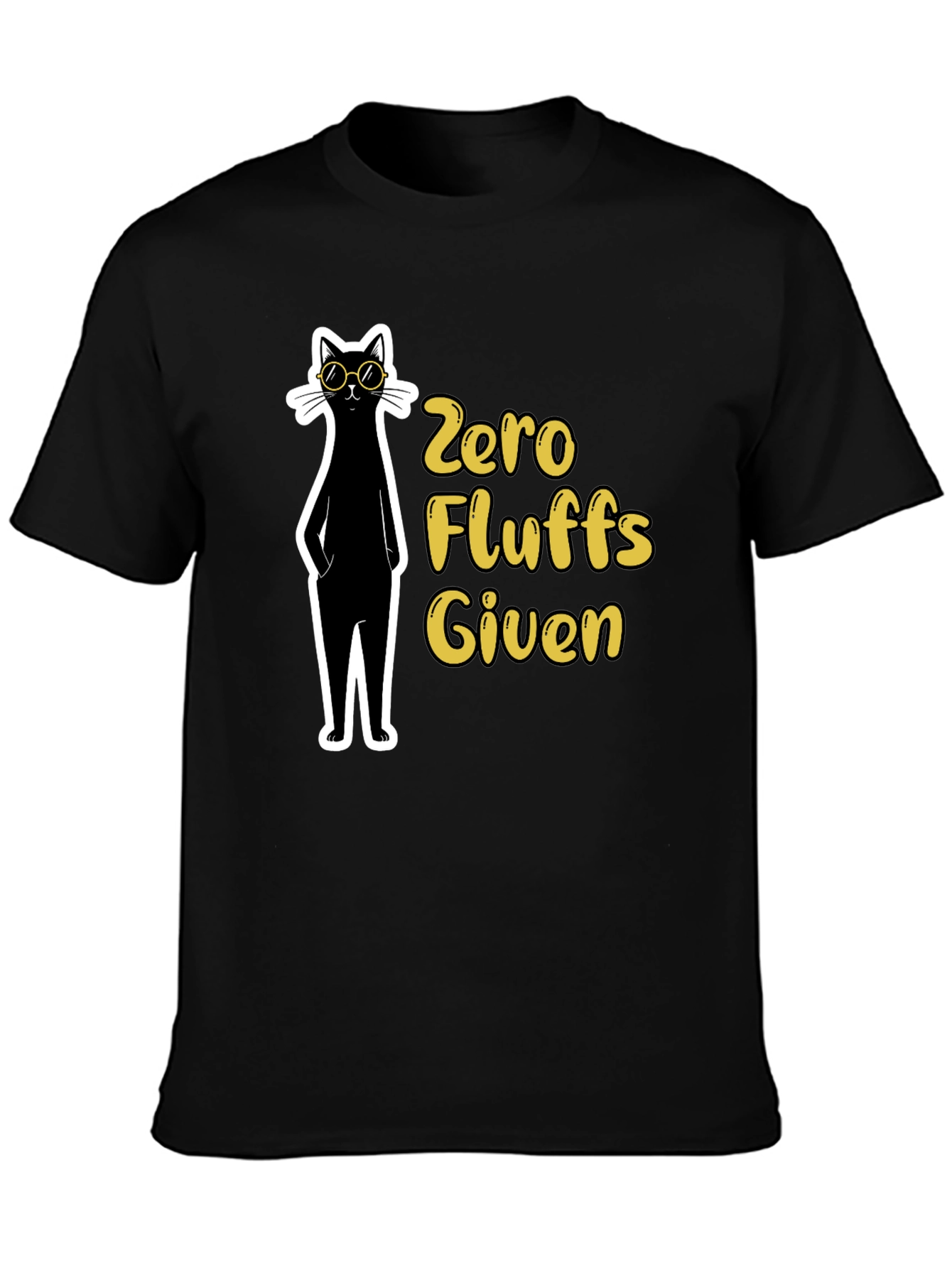Black Zero Fluffs Given Black Cat T-Shirt view 3