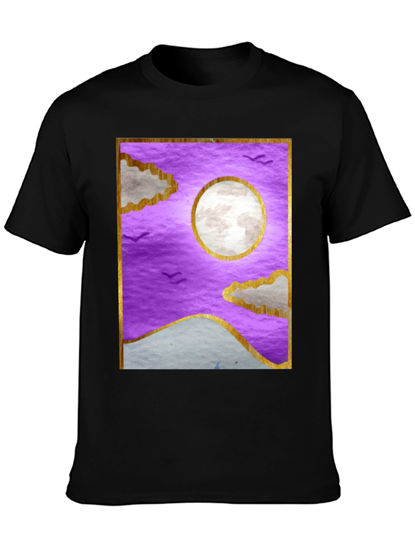 Black Purple Moonscape Graphic T-Shirt view 3