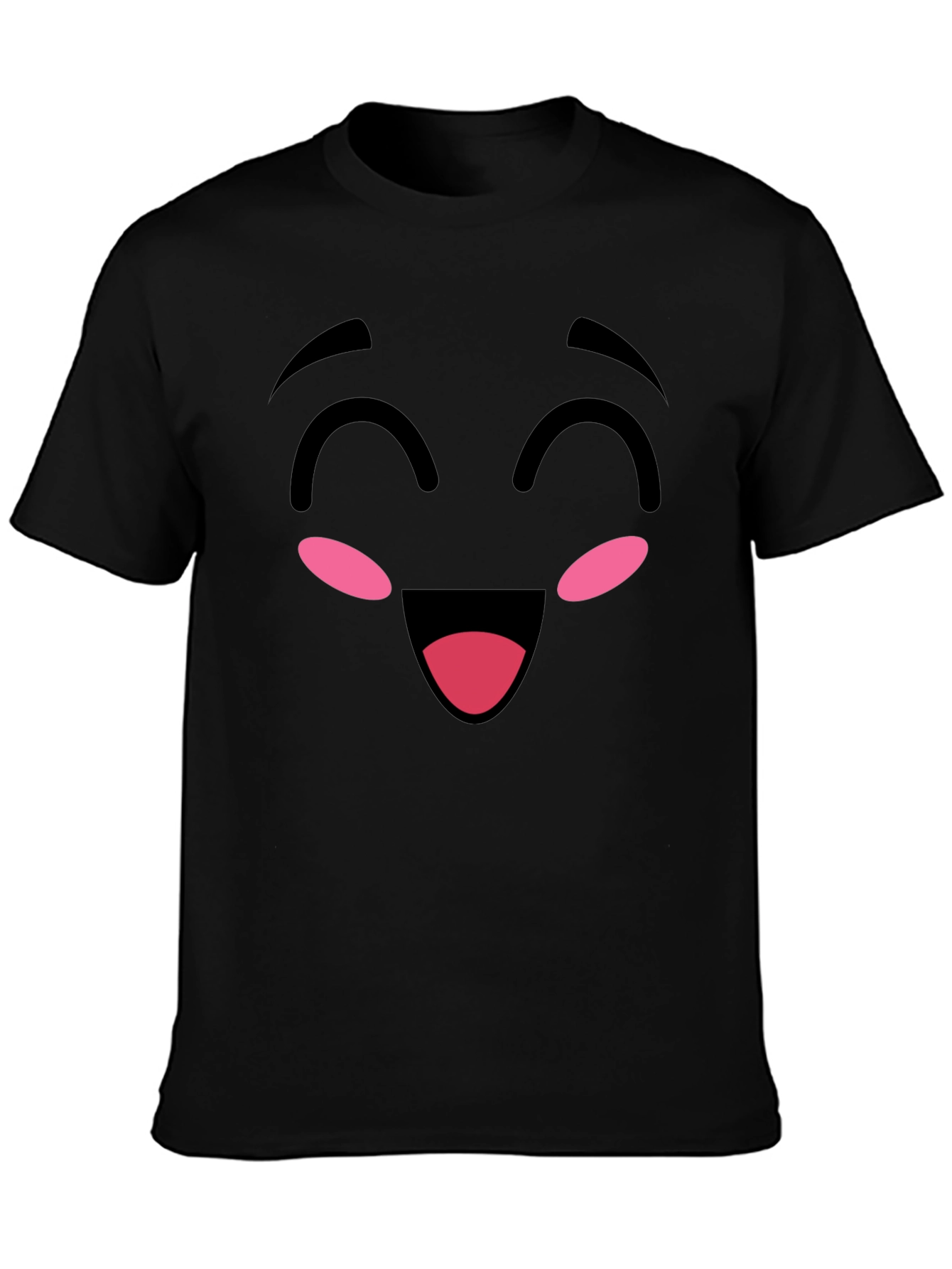 Black Happy Face Graphic Tee - Soft Cotton Blend view 3