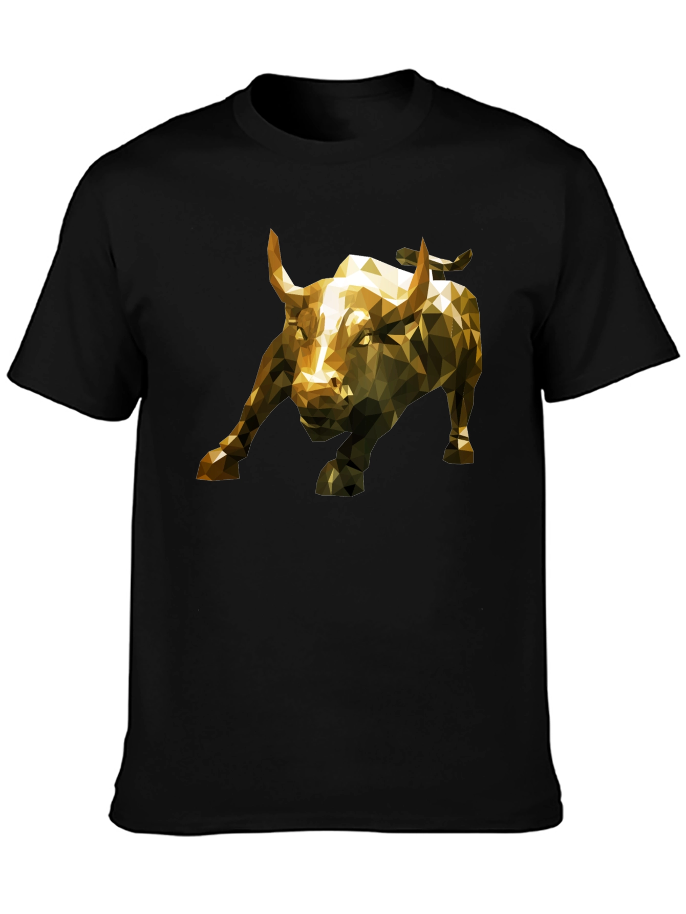 Black Geometric Bull Graphic Tee - Black Short Sleeve T-Shirt view 3