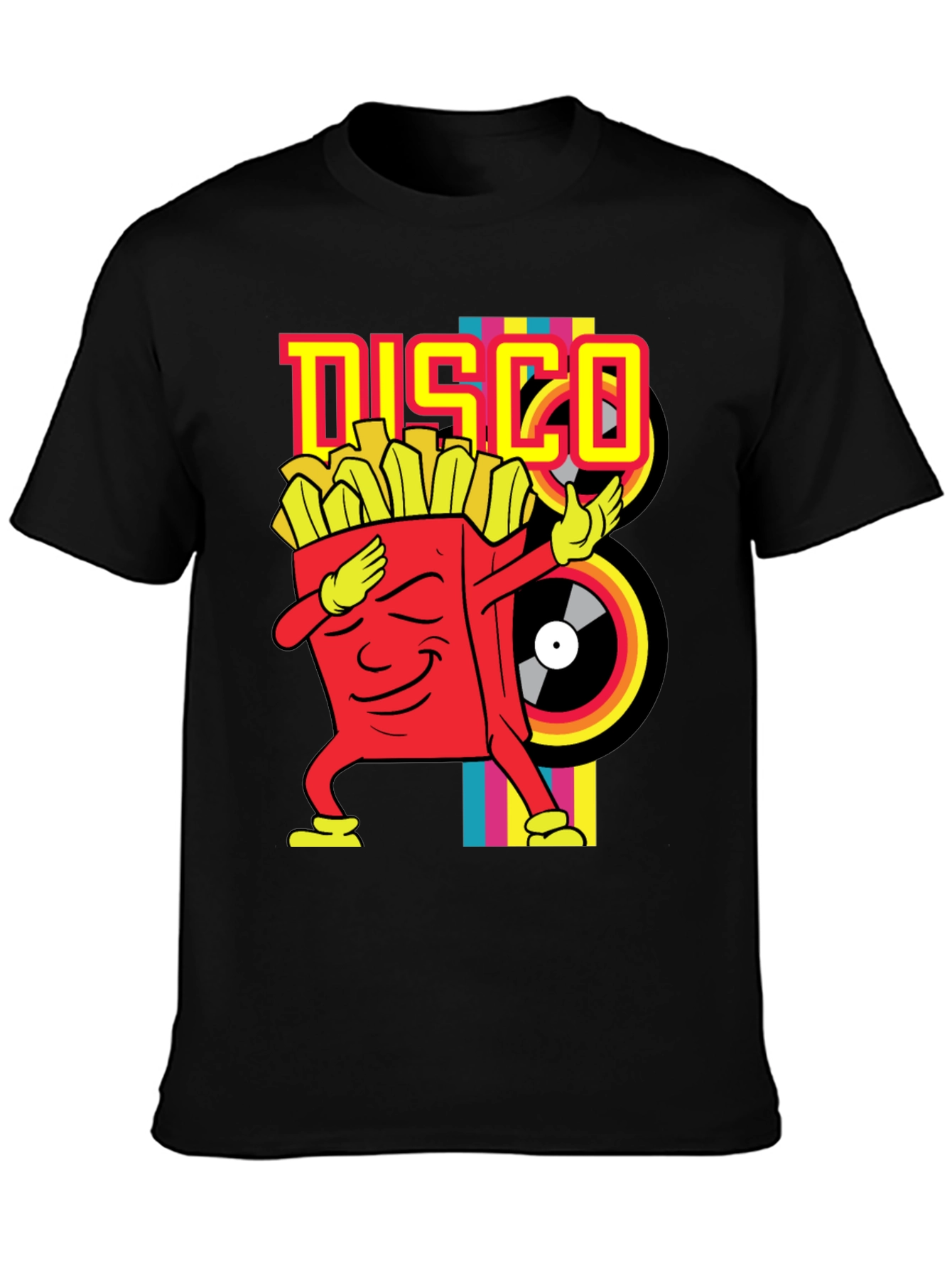 Black Disco Fries Dab Black T-Shirt view 3