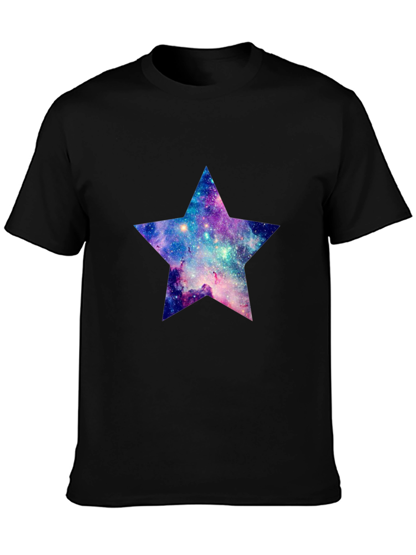 Black Galaxy Star Graphic Tee - Black Cotton Blend view 3