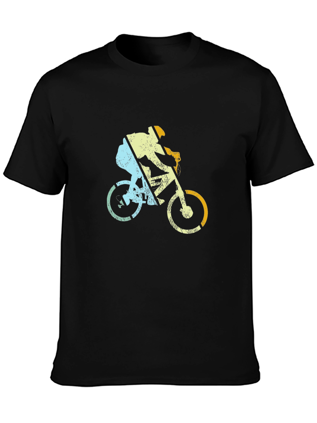 Black Retro Cycling T-Shirt - Mountain Bike Rider Design view 3