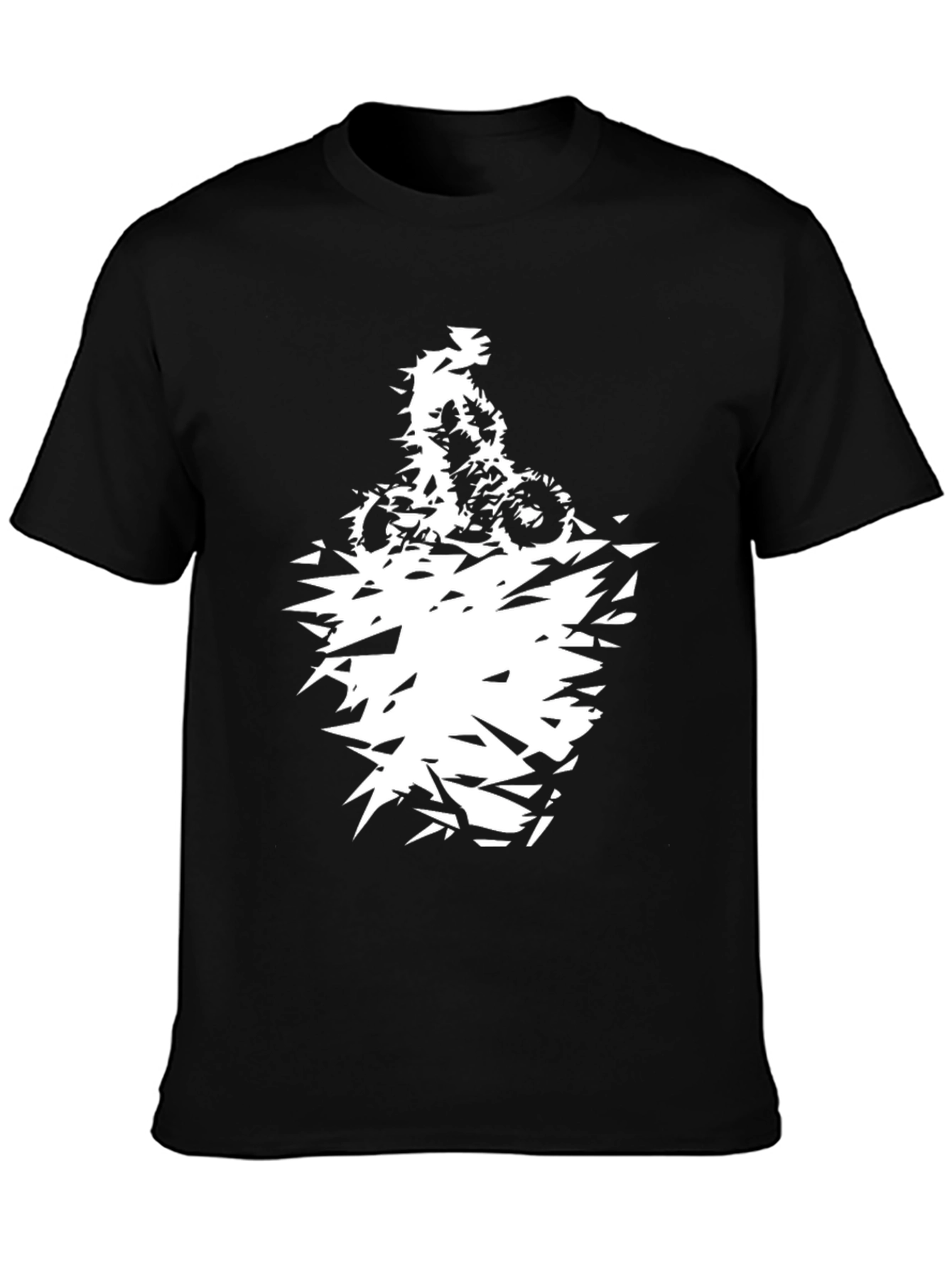 Black Men's Black Graphic Tee - Abstract Motorcycle view 3