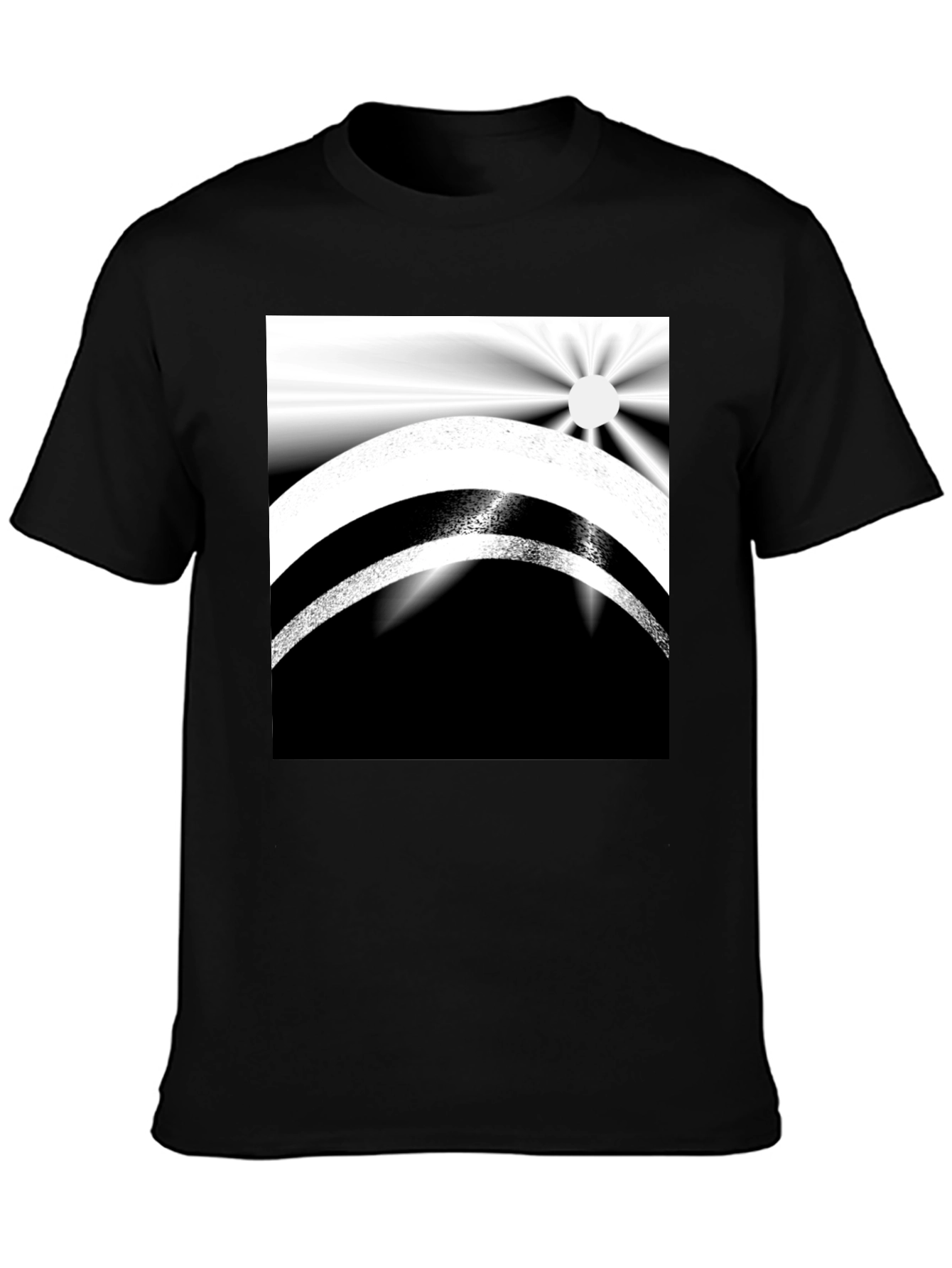Black Abstract Black and White Graphic Tee view 3