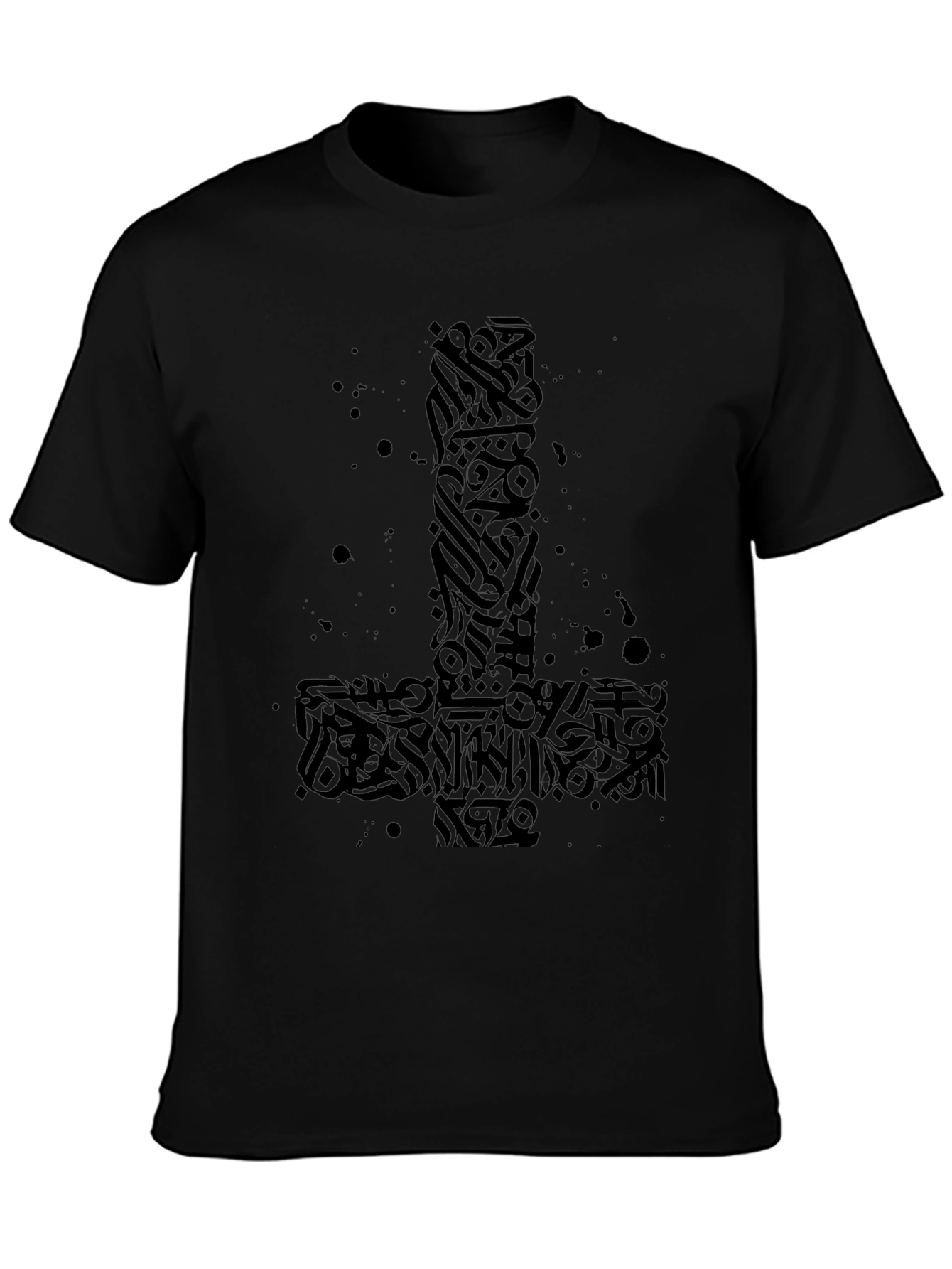 Black Inverted Cross Graphic Tee - Black view 3