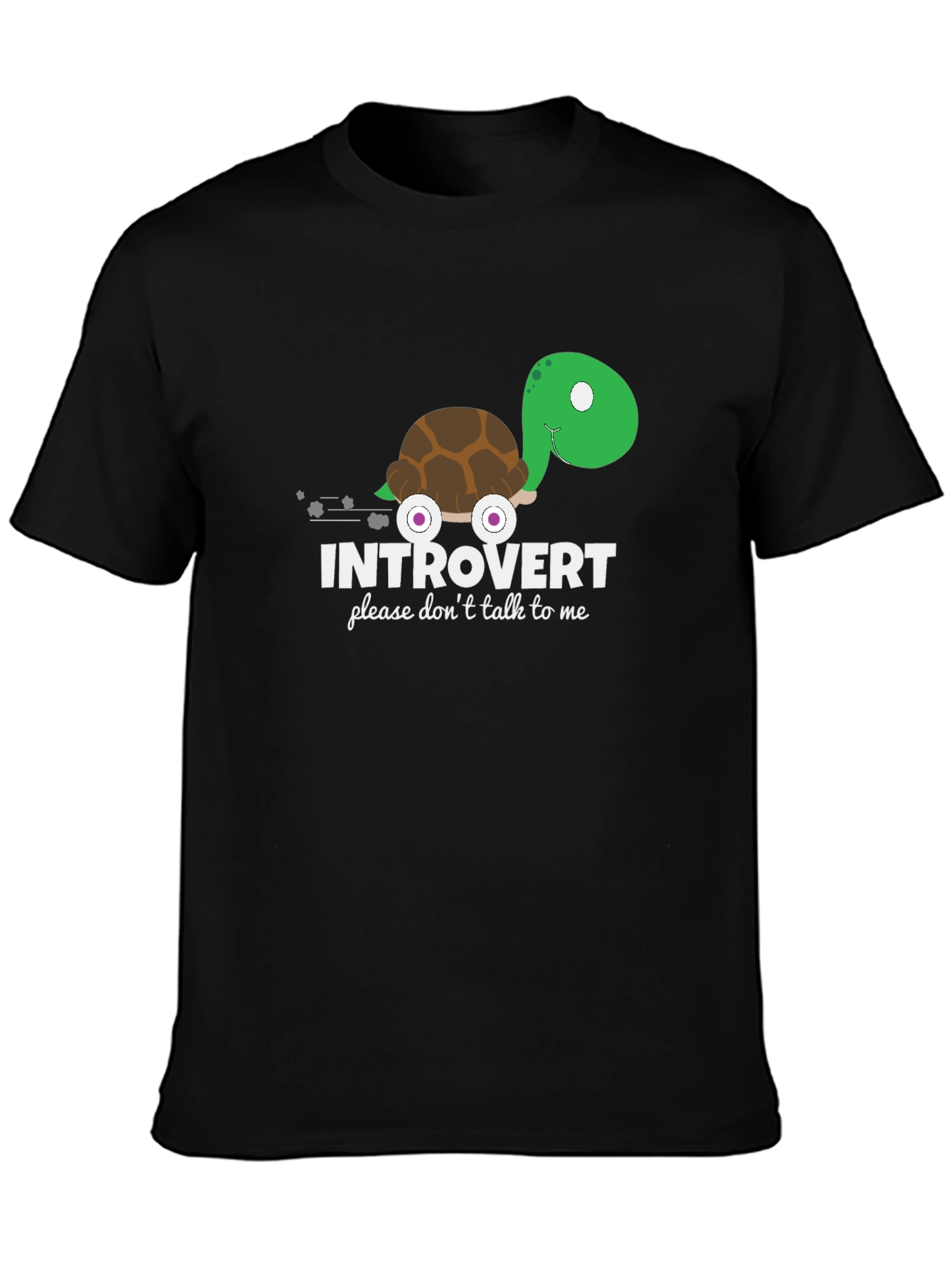 Black Introvert Turtle Graphic T-Shirt view 3