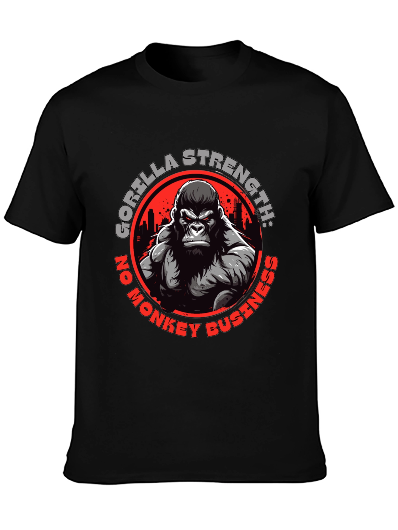 Black Gorilla Strength Graphic T-Shirt view 3