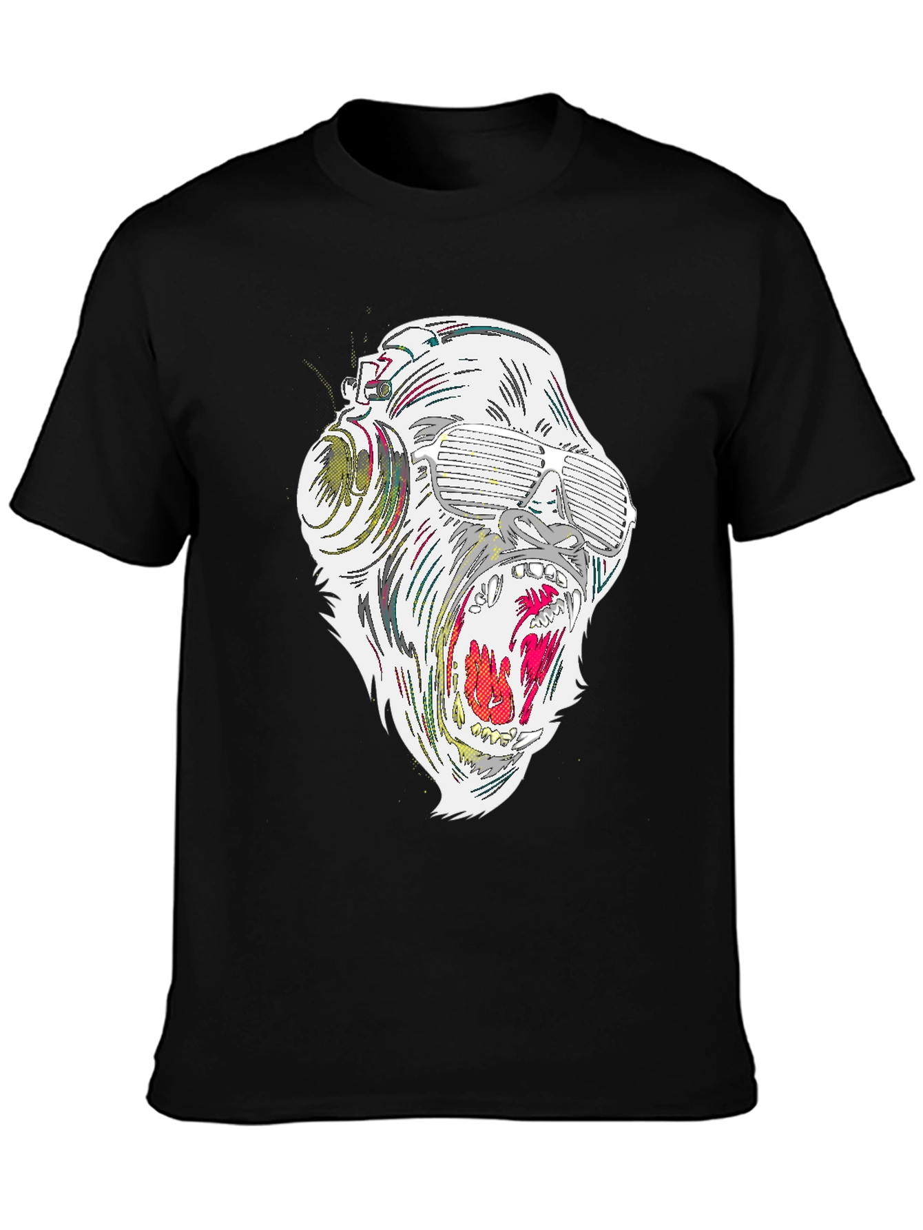 Black Cool Gorilla Graphic Tee - Black Cotton Blend Shirt view 3