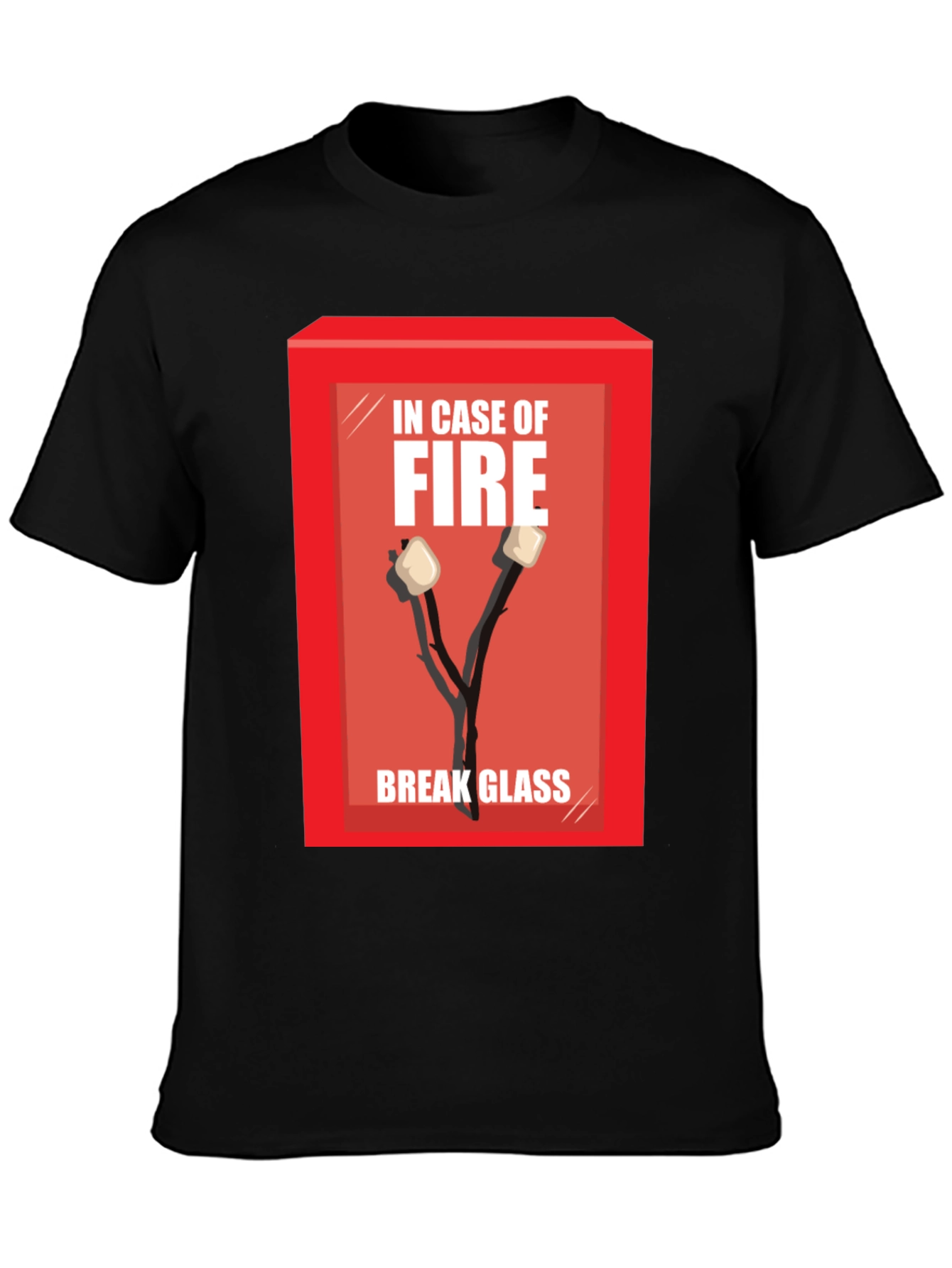 Black In Case of Fire Marshmallow T-Shirt view 3
