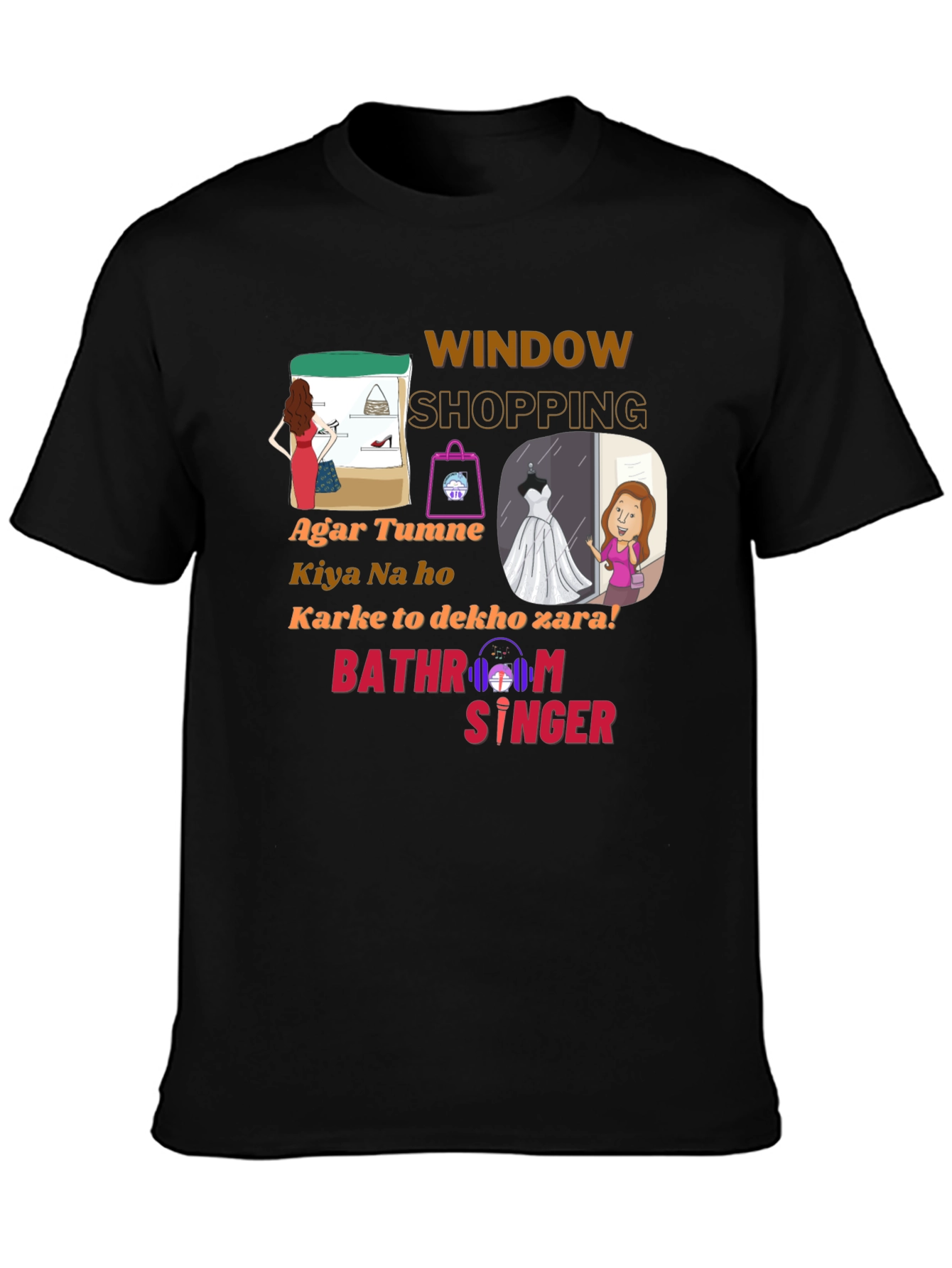 Black Window Shopping Graphic T-Shirt - Bathroom Singer view 3