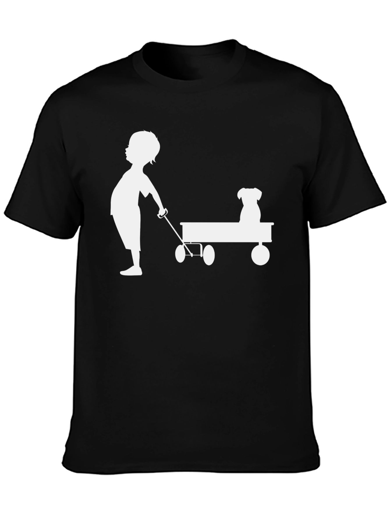 Black Boy and Dog Wagon Tee - Classic Black Cotton view 3