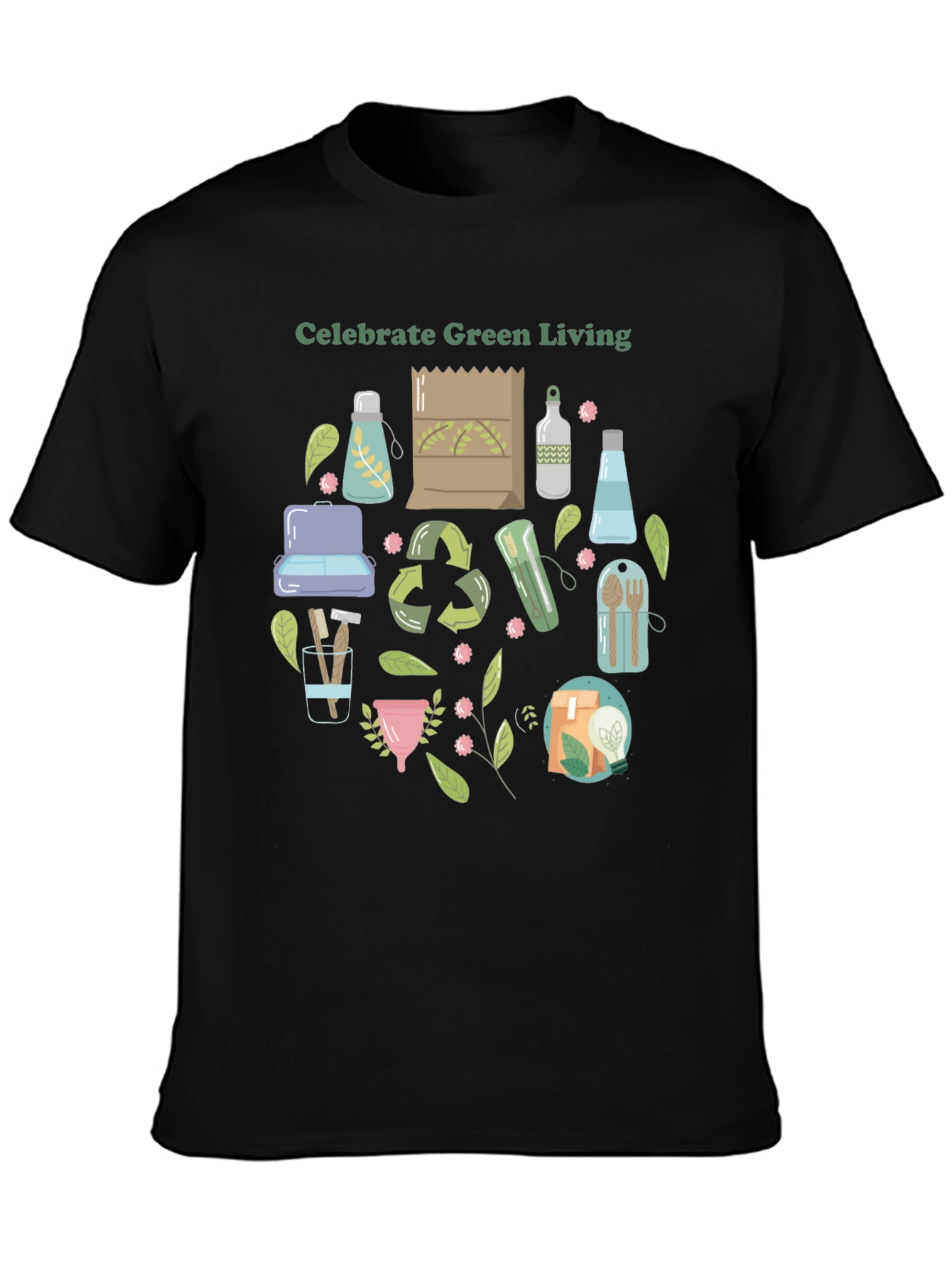 Black Eco-Friendly Living T-Shirt view 3