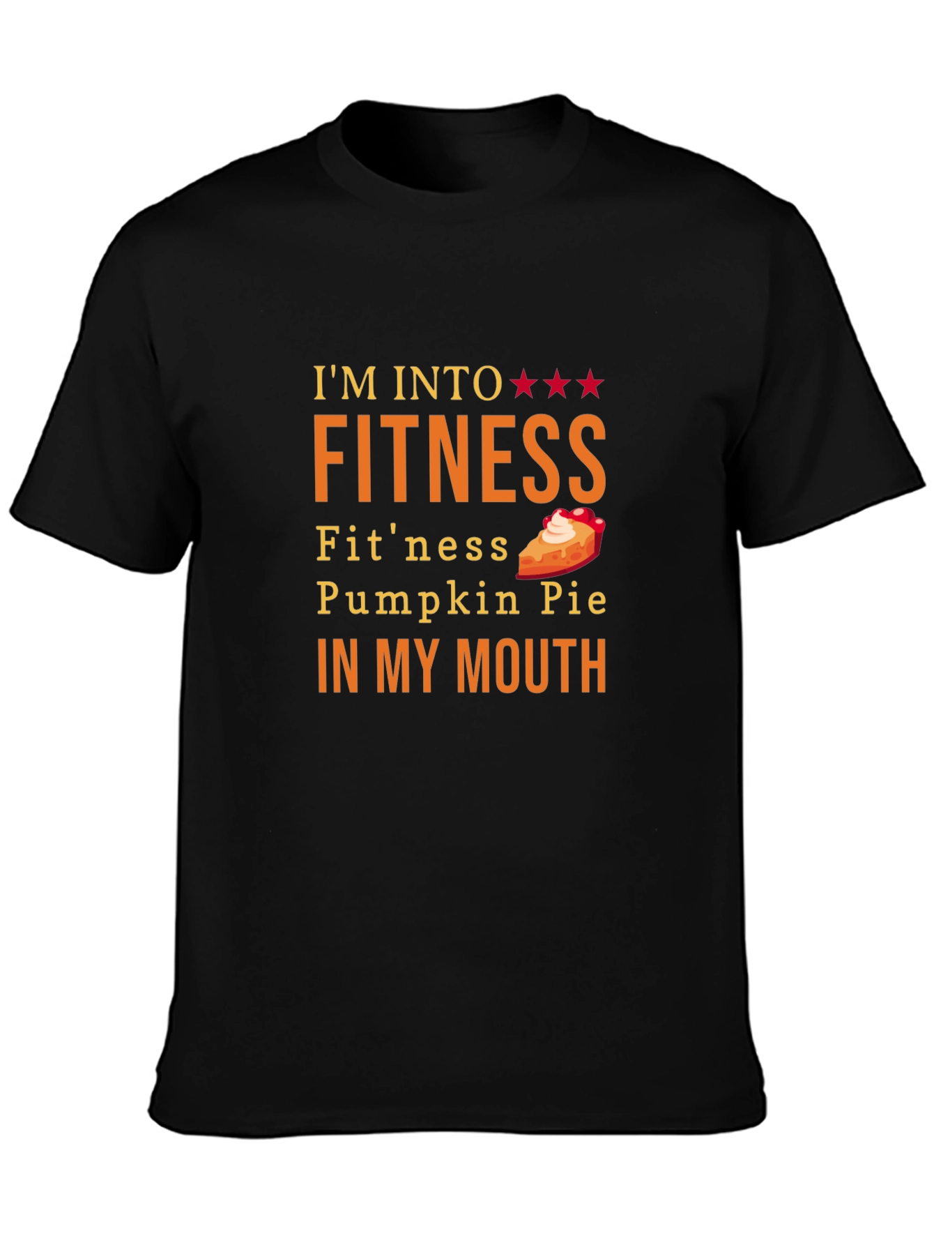 Black Funny Pumpkin Pie Fitness T-Shirt view 3