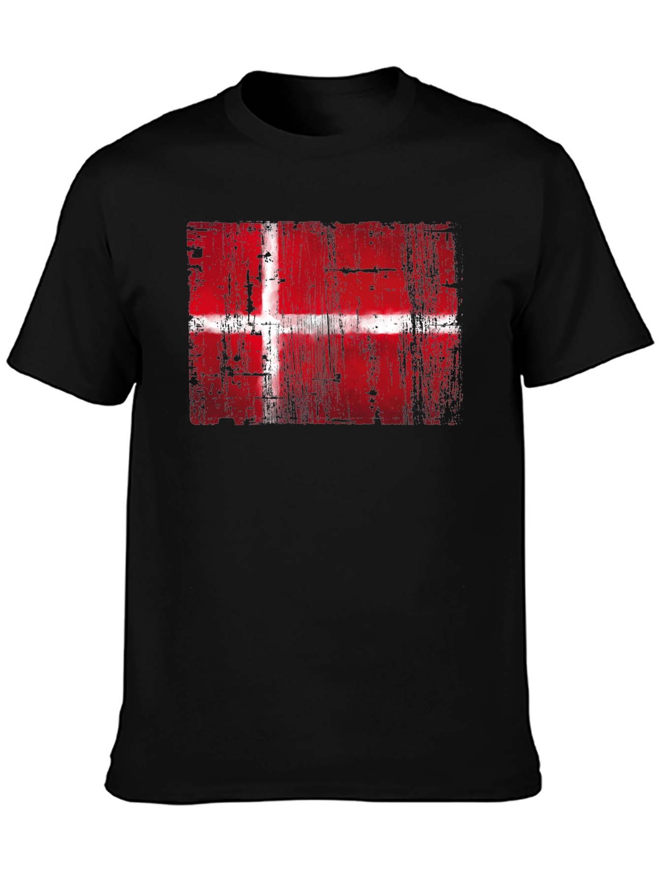 Black Danish Flag Graphic Print Black T-Shirt view 3