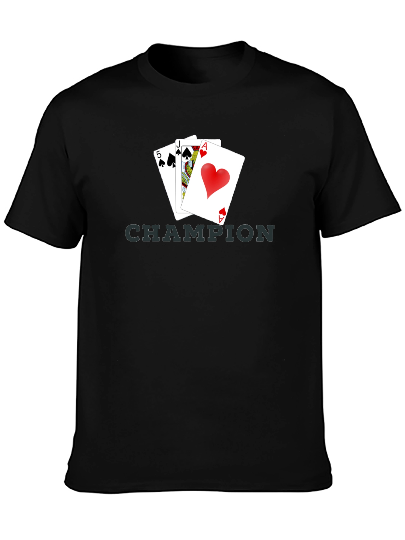 Champion Poker Hand T-Shirt - Ace, Jack, 5 Cards Design - 3
