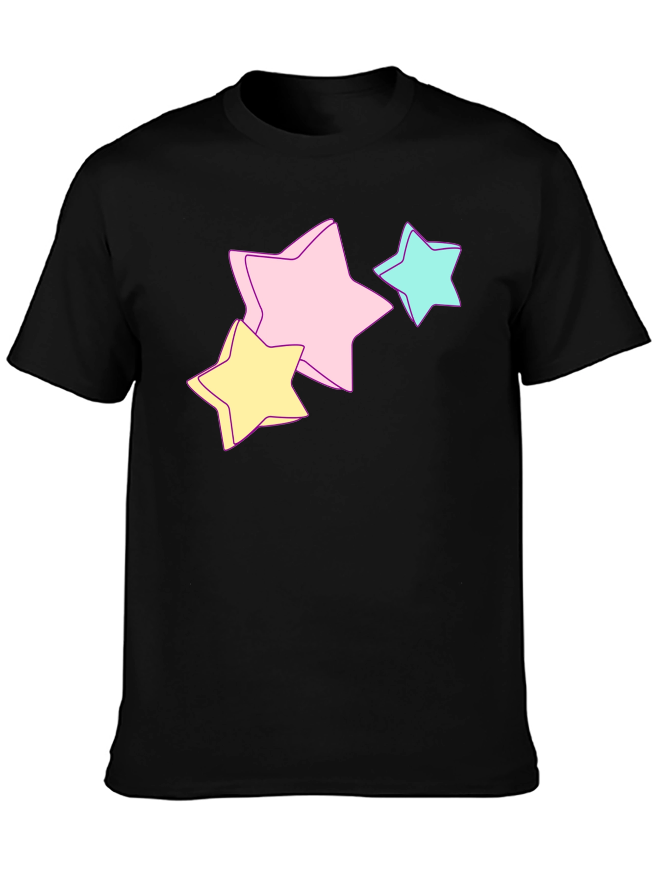 Black Pastel Star Graphic Black T-Shirt view 3