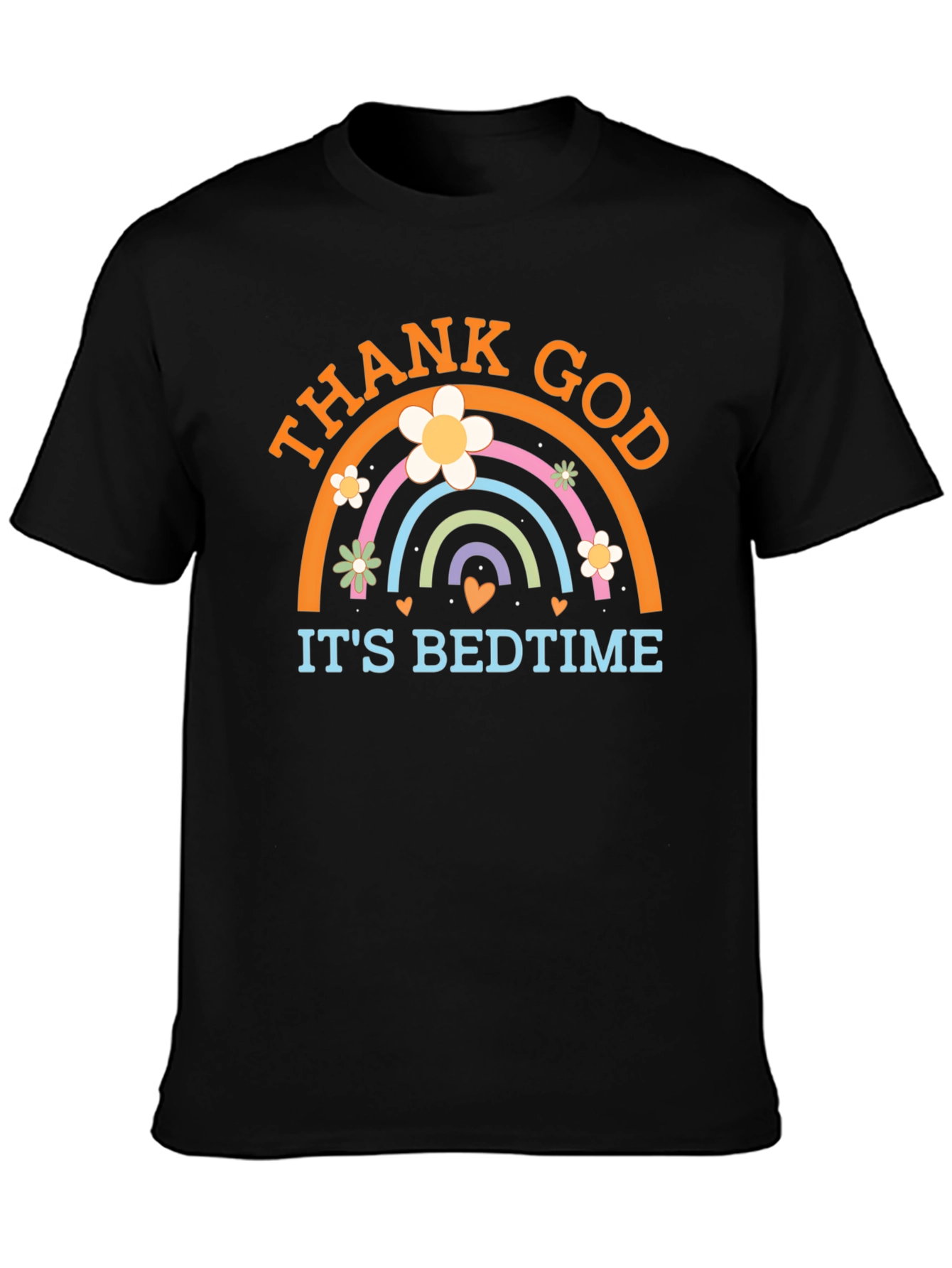 Black Thank God It's Bedtime Rainbow Graphic Tee view 3