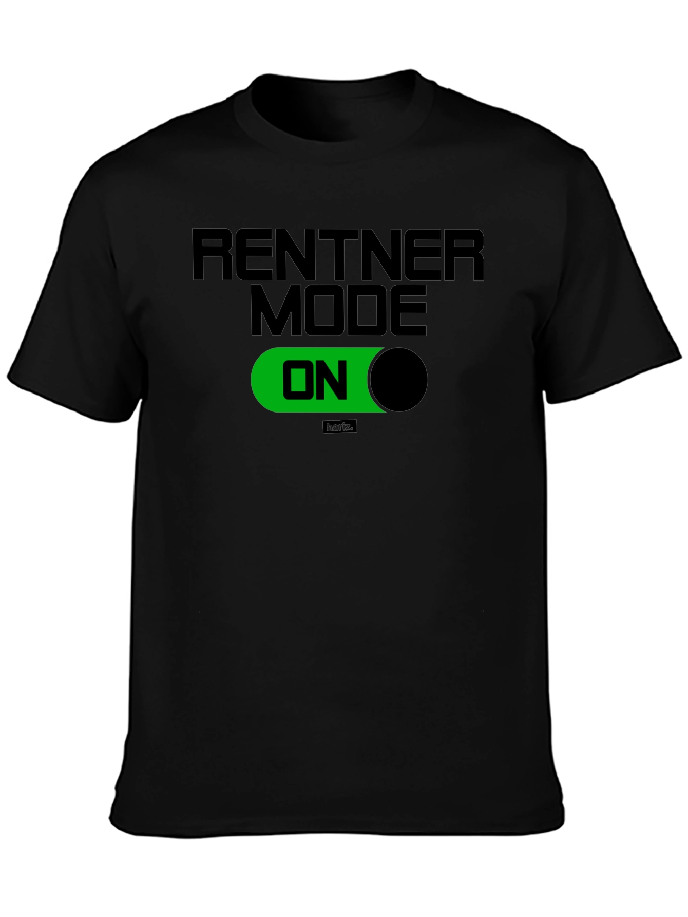 Black Rentner Mode ON Black T-Shirt - Relaxed Retirement Style view 3