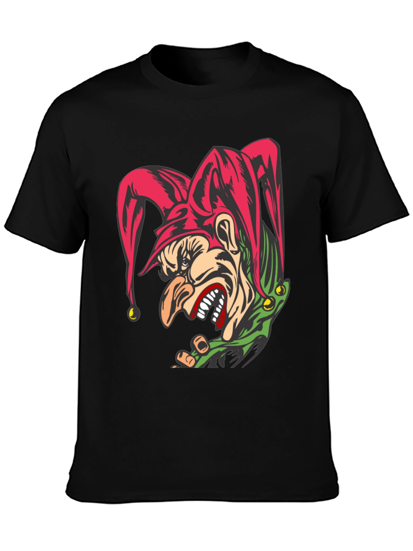 Black Evil Jester Graphic Tee - Black Cotton T-Shirt view 3
