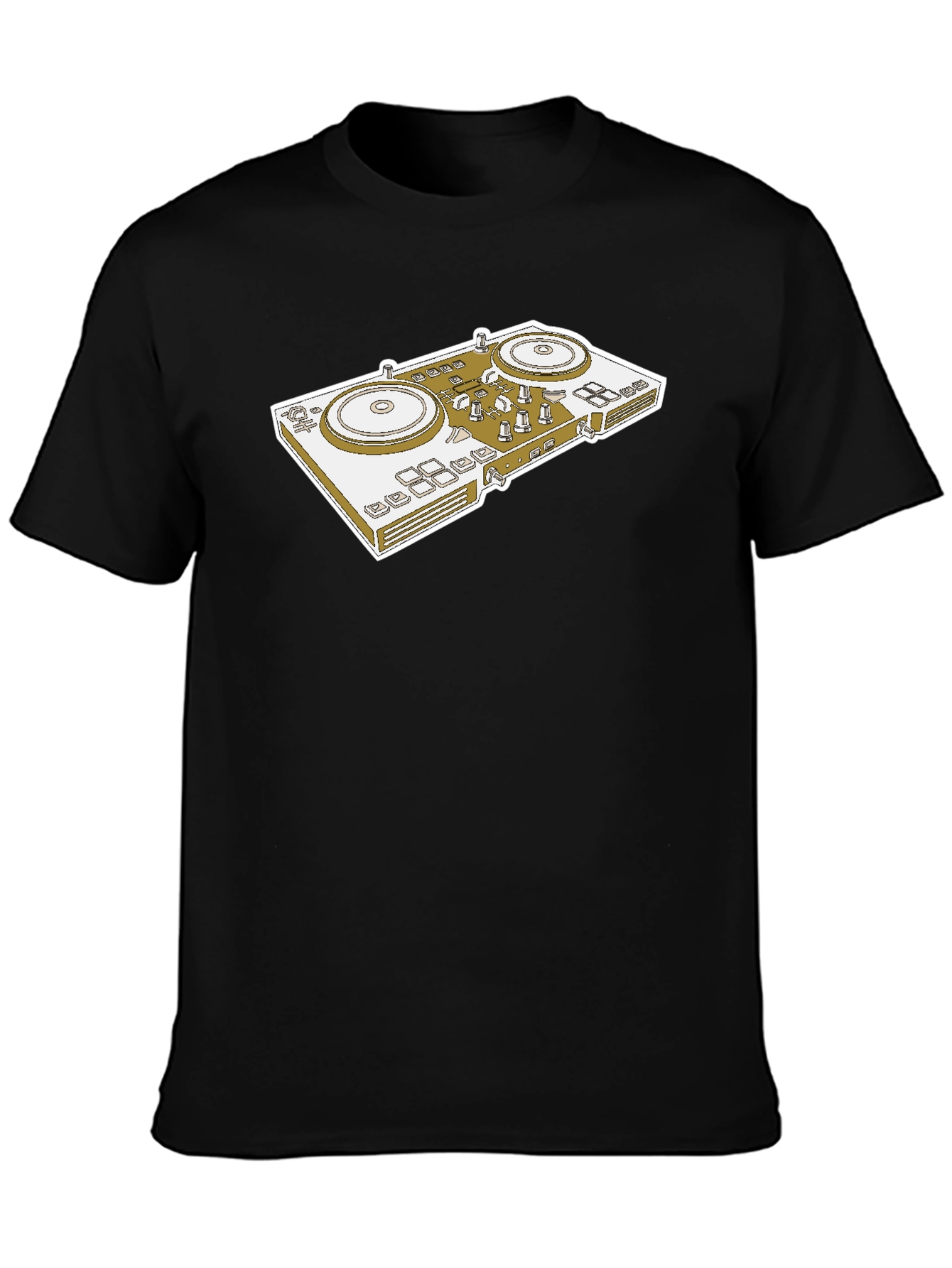 Black DJ Turntable Graphic Tee - Black Cotton view 3