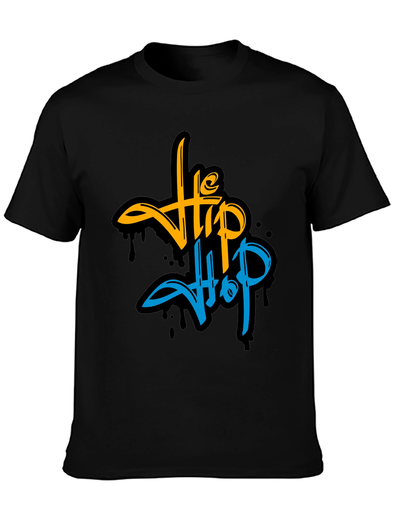 Black Hip Hop Graphic Print Black T-Shirt view 3
