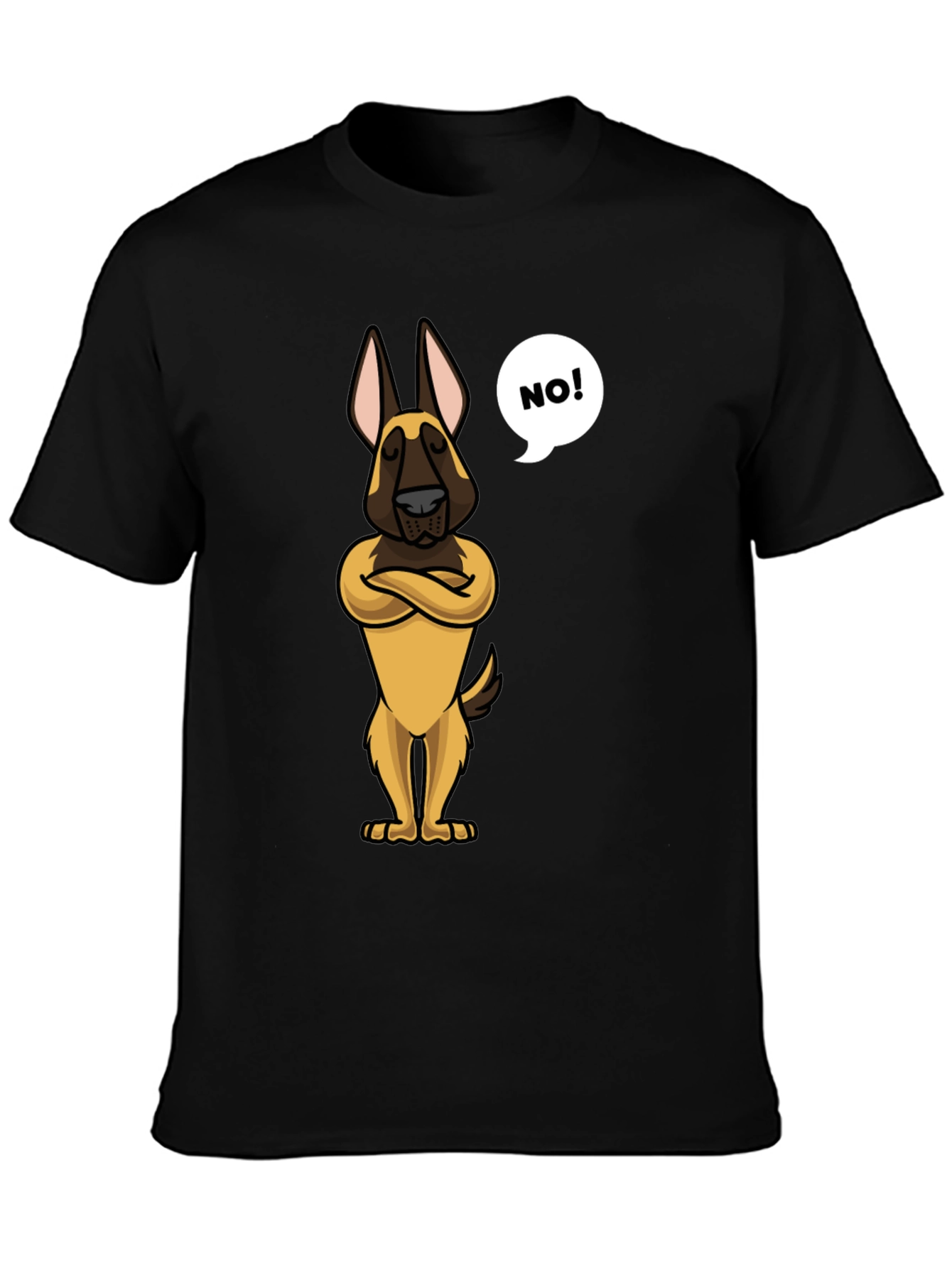 Black Funny Dog Cartoon T-Shirt - "NO!" view 3