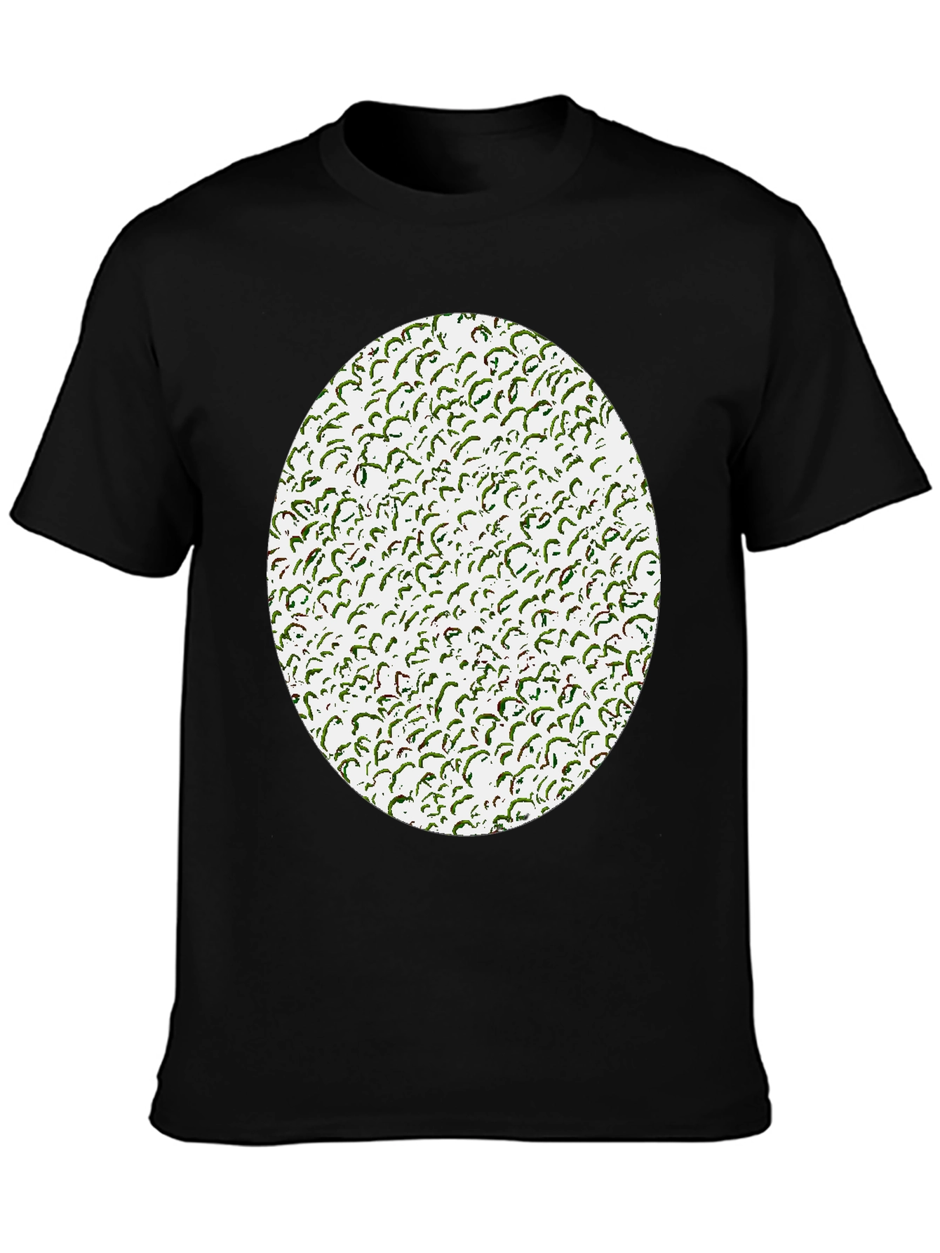 Black Novelty Green Pattern Print Black T-Shirt view 3