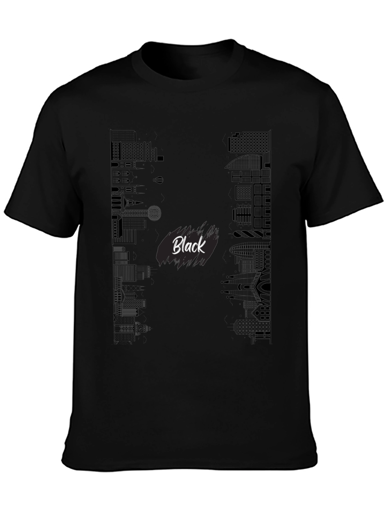 Black Black Cityscape Graphic Tee view 3