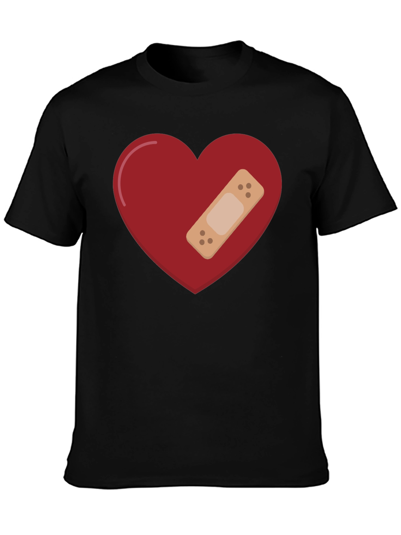 Black Heart with Bandage Graphic Tee - Unisex Black T-Shirt view 3