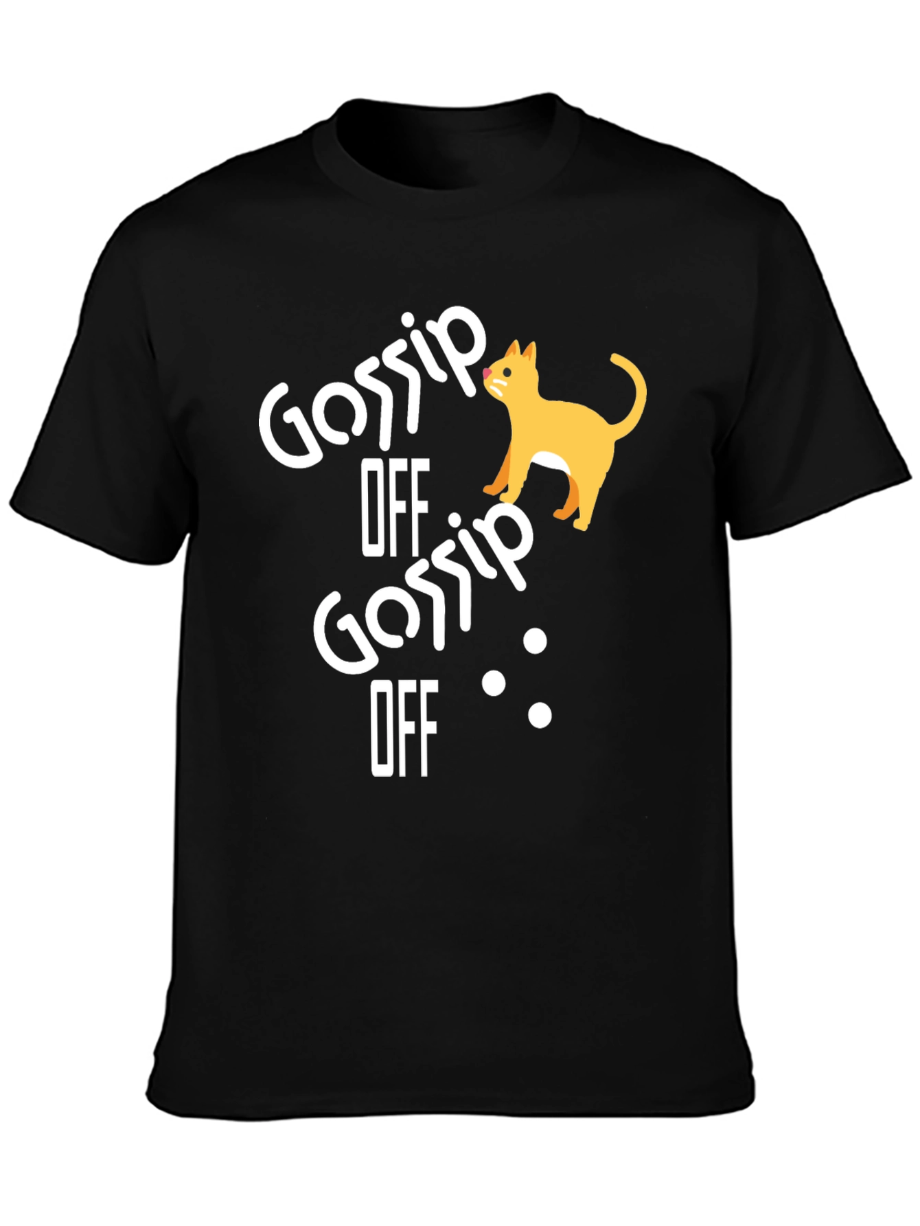 Black Gossip Off Cat Graphic Tee - Unisex Black T-Shirt view 3