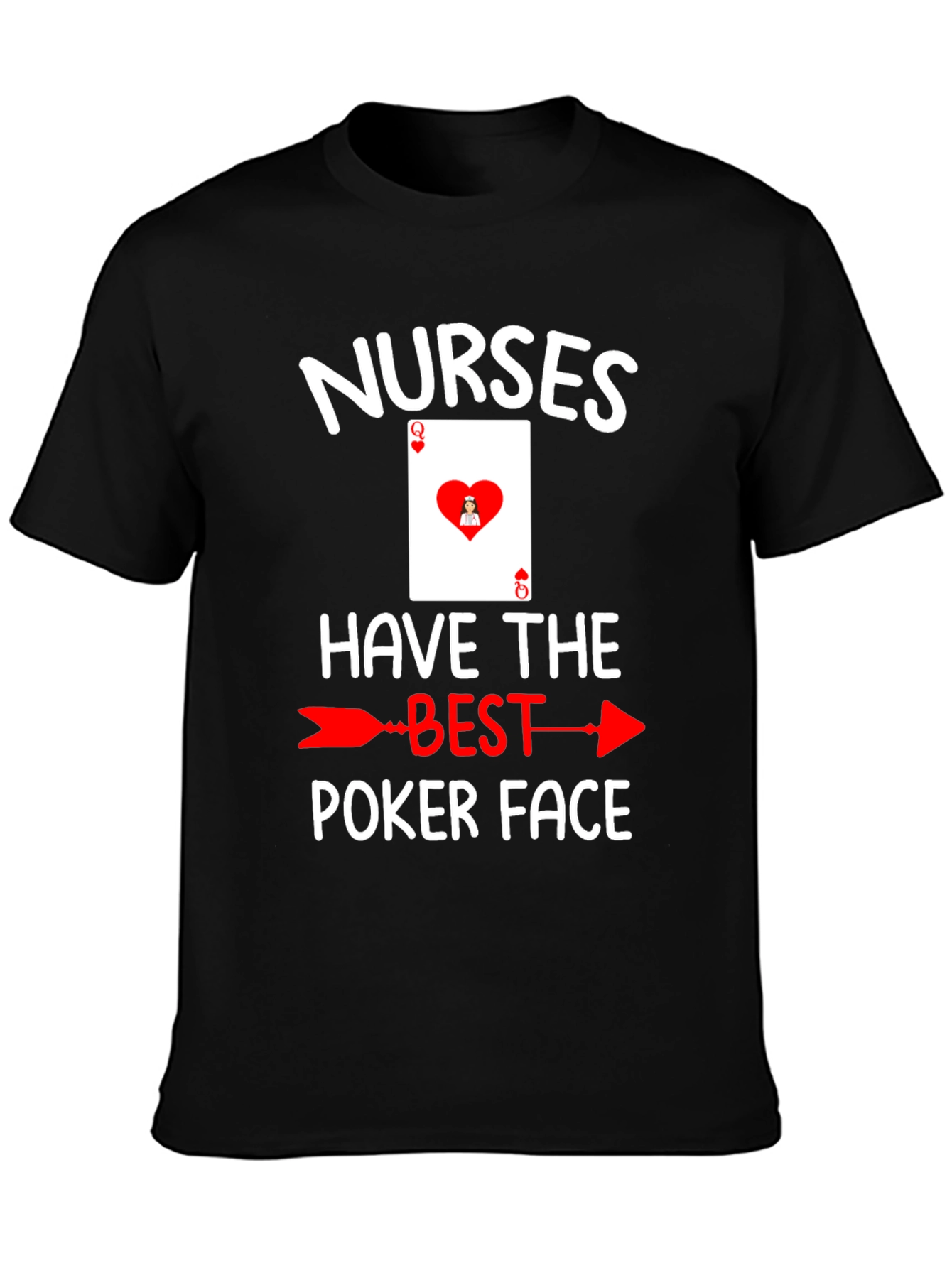 Black Nurses Poker Face T-Shirt view 3