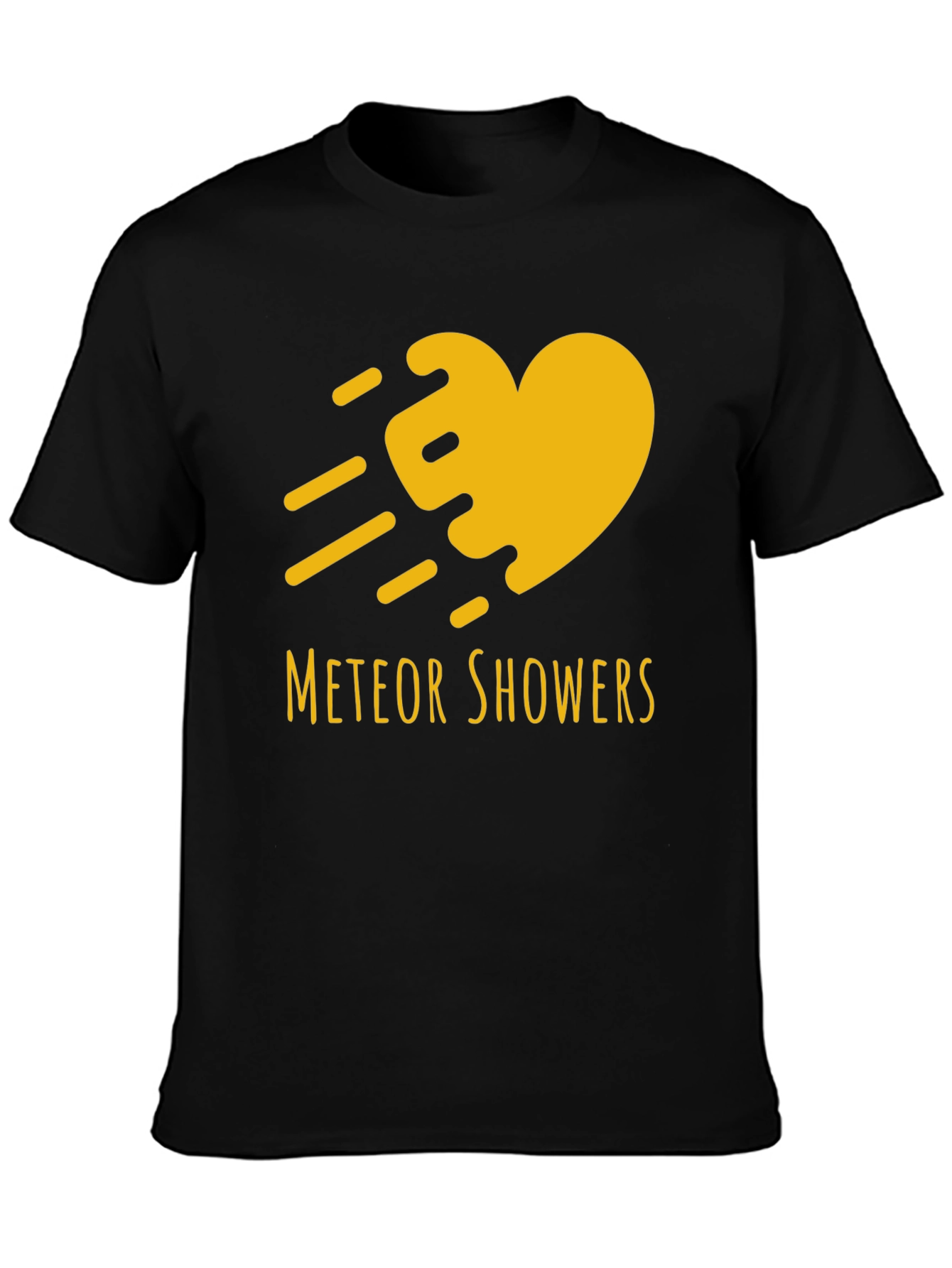 Black Meteor Showers Heart Graphic Black T-Shirt view 3