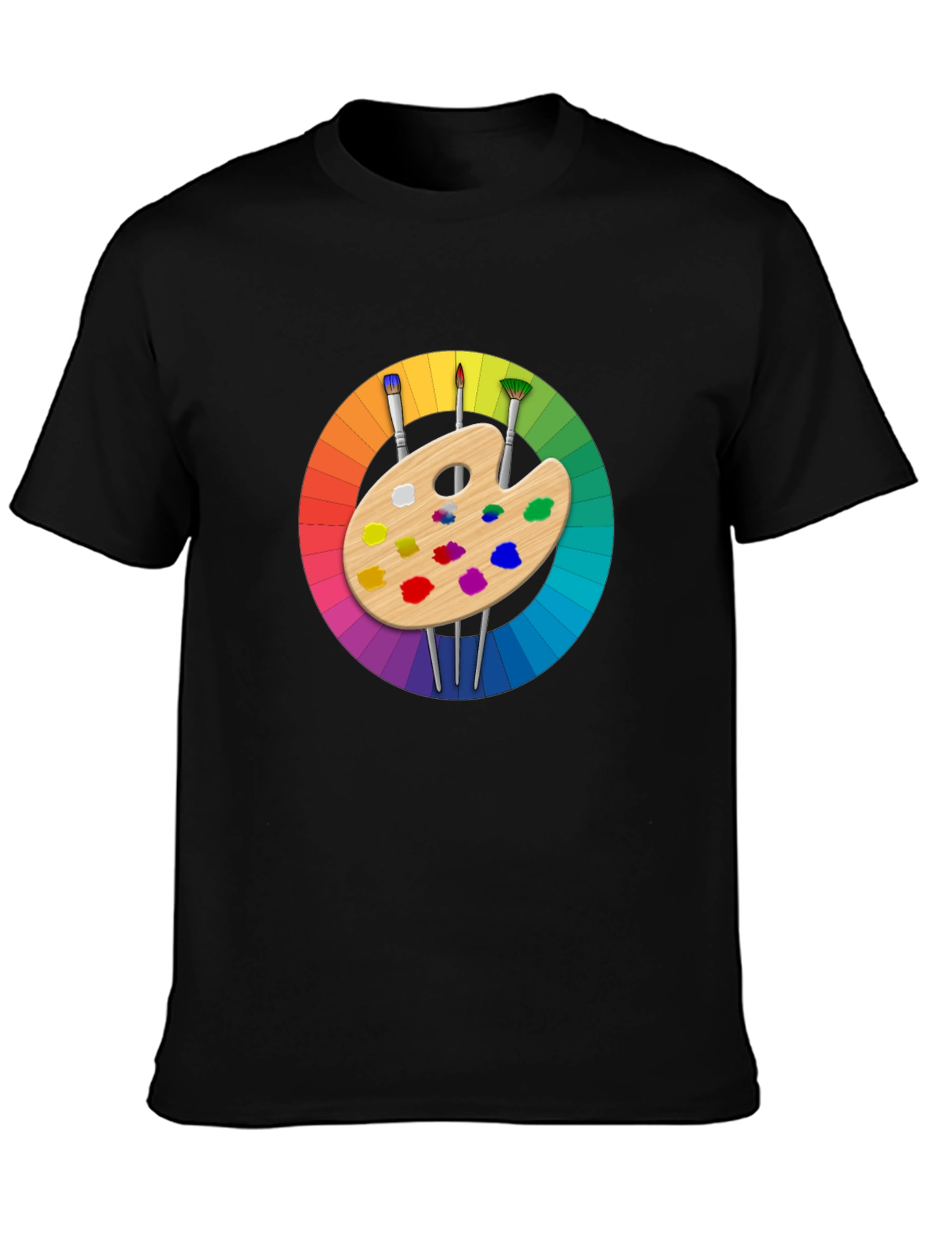 Black Colorful Artist Palette Graphic T-Shirt view 3