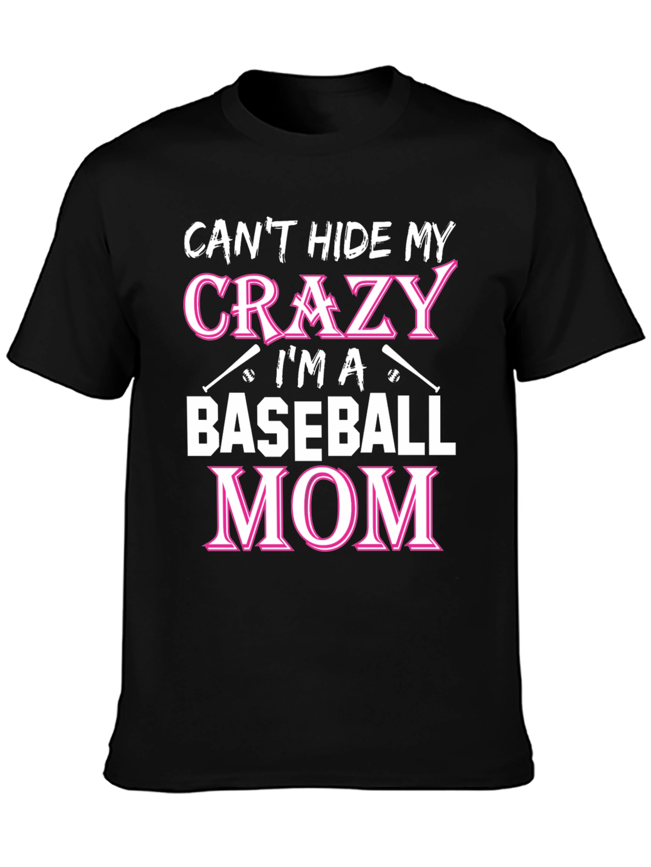 Black Crazy Baseball Mom Graphic T-Shirt view 3