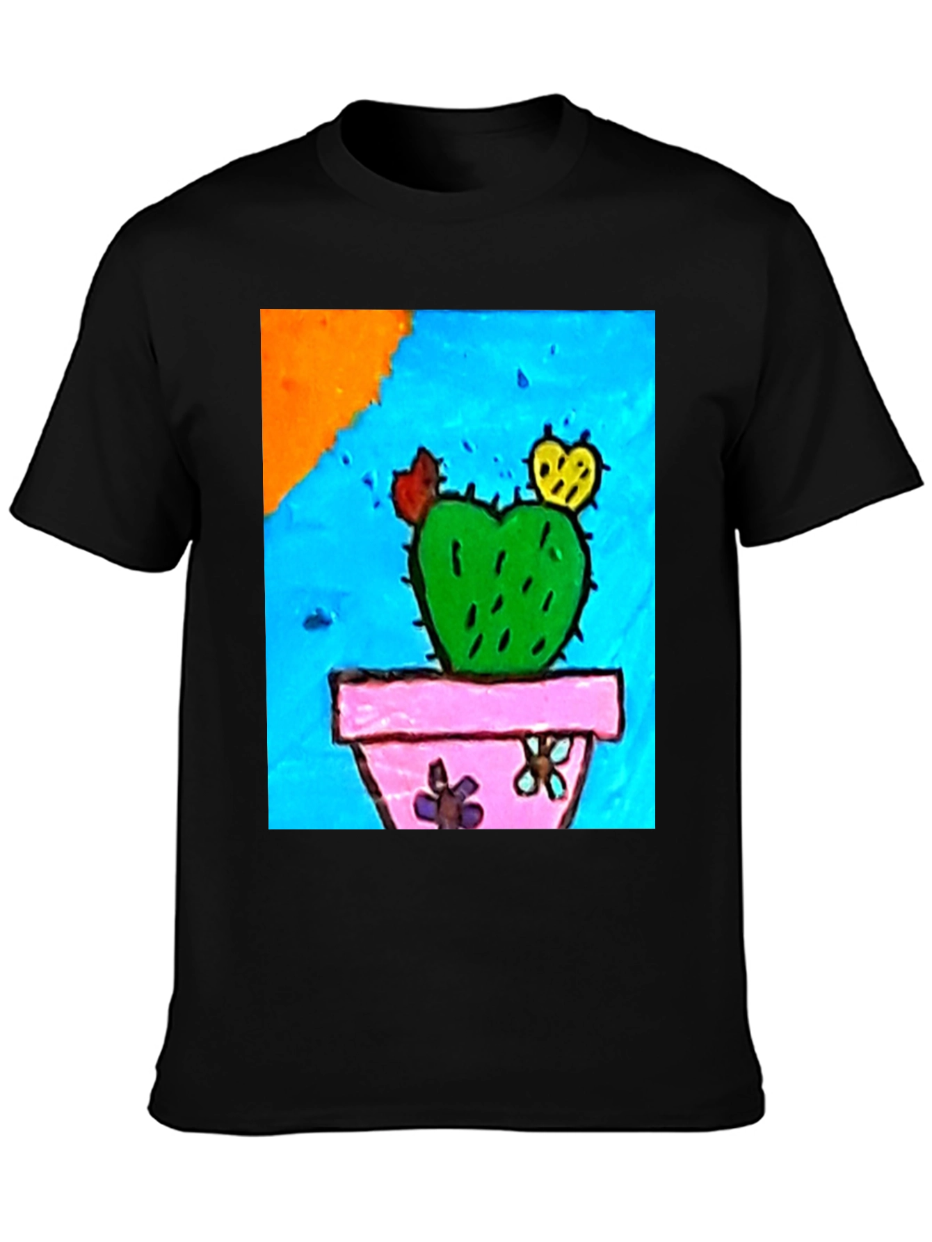 Black Quirky Cactus Graphic T-Shirt view 3