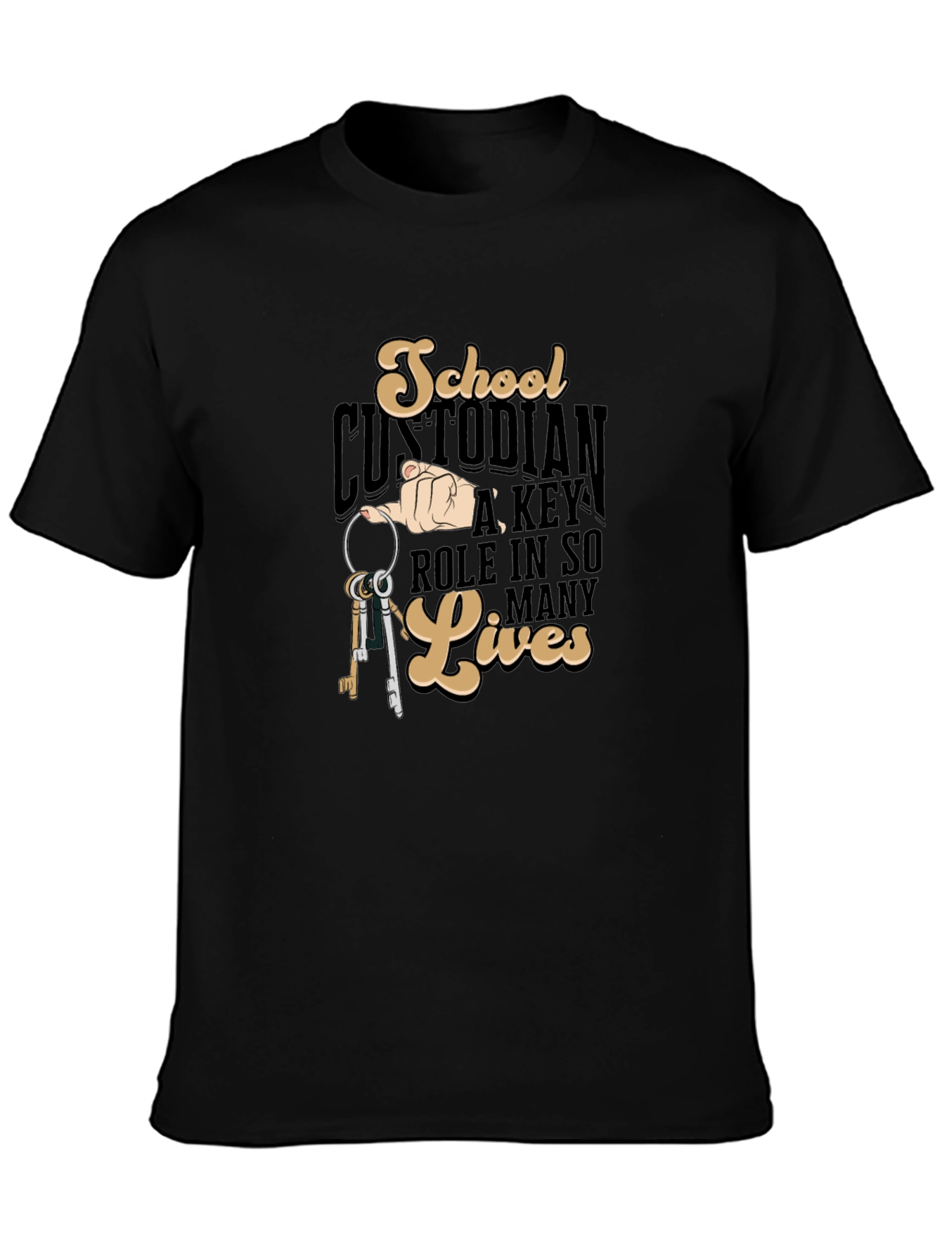 Black School Custodian T-Shirt view 3