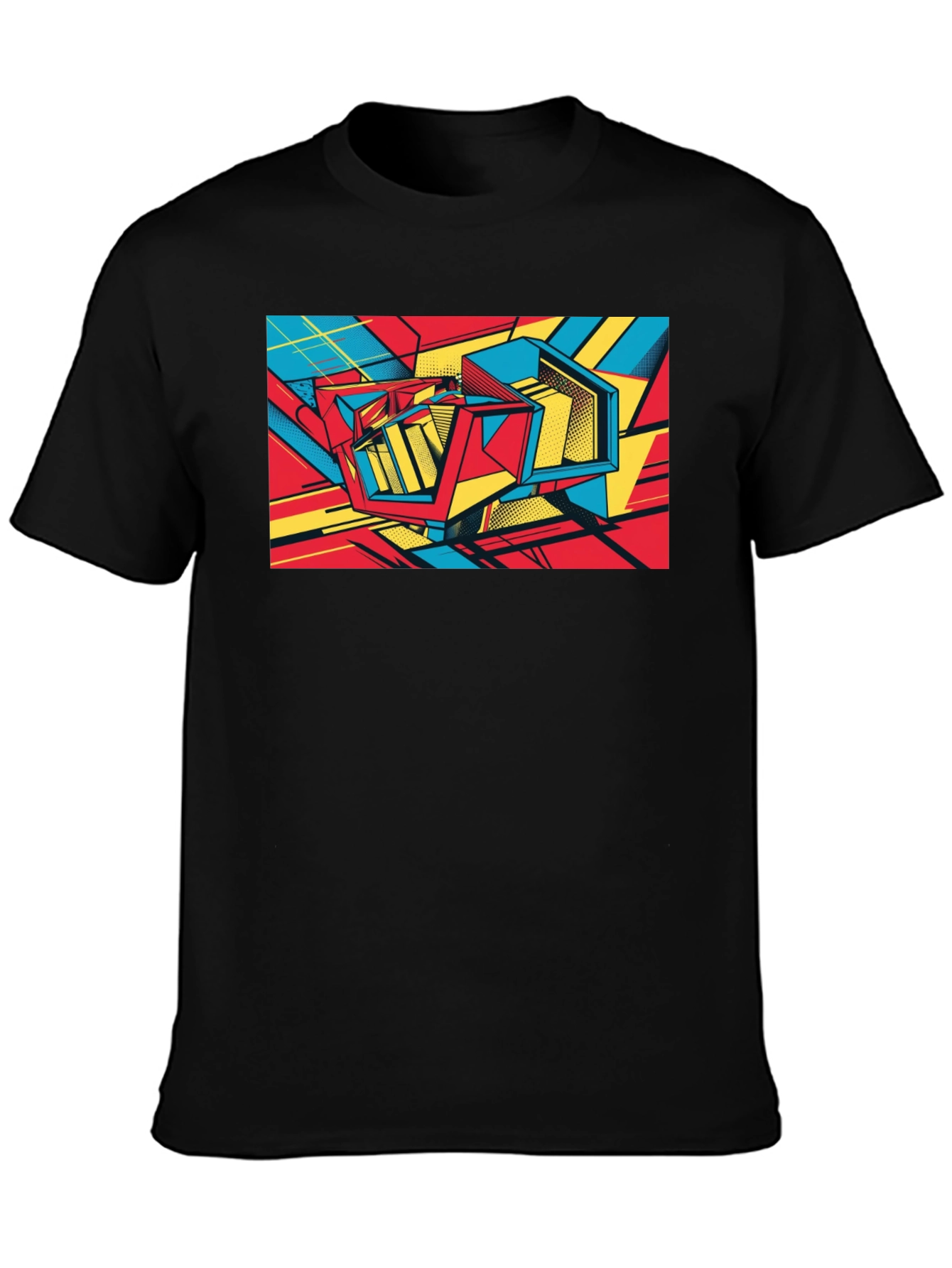 Black Abstract Graphic Print Black T-Shirt view 3